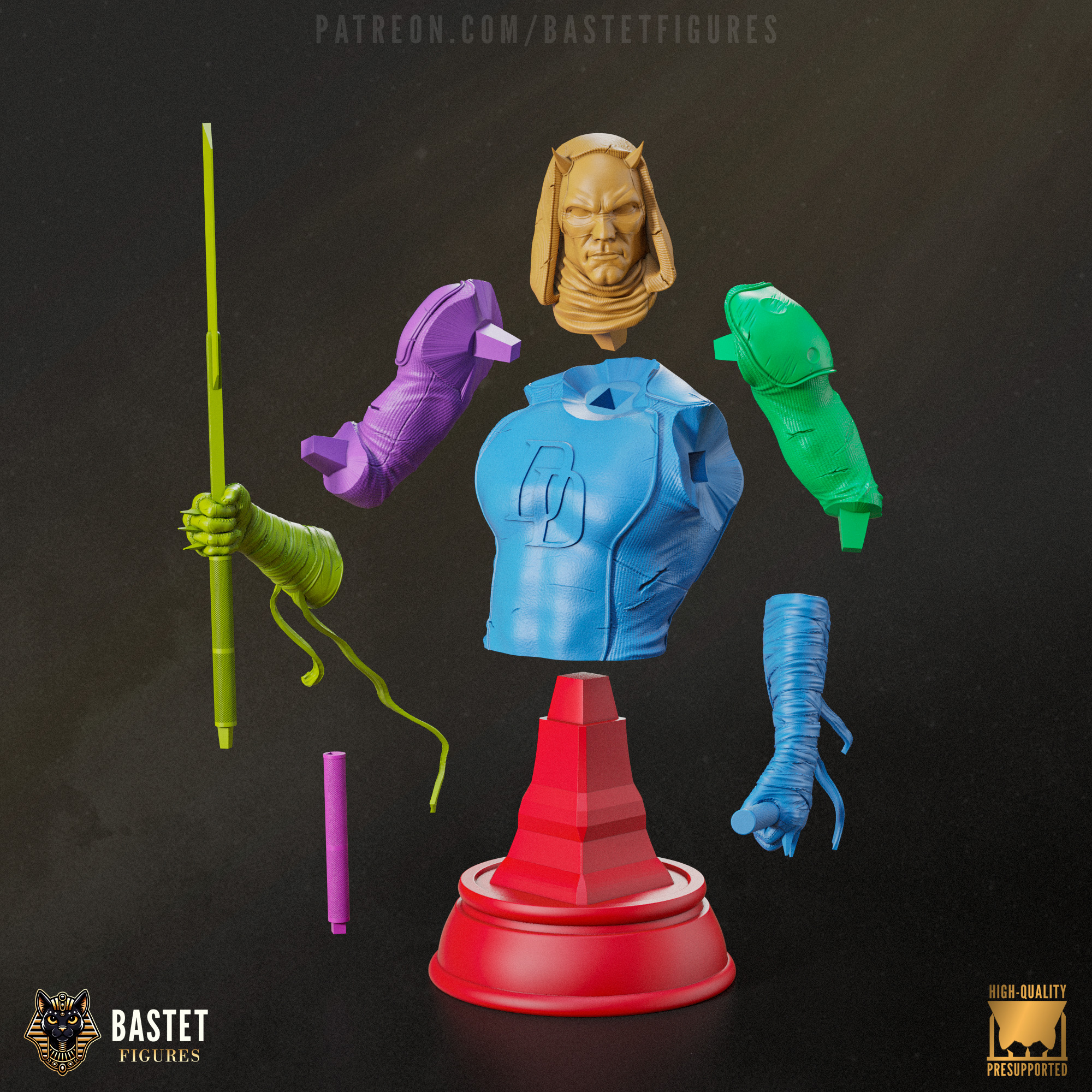 Daredevil Bust I Marvel 3D print model_4