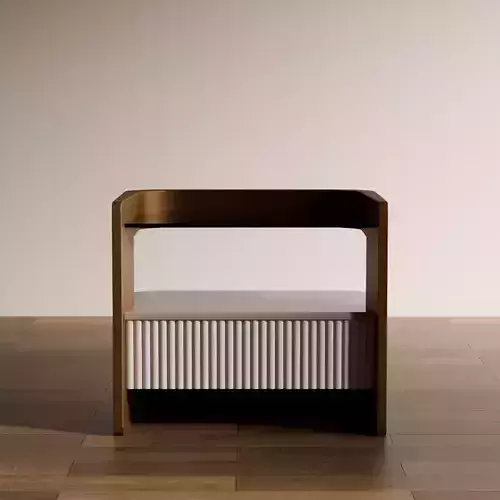 Contemporary Wooden Side Table with Slatted Shelf
