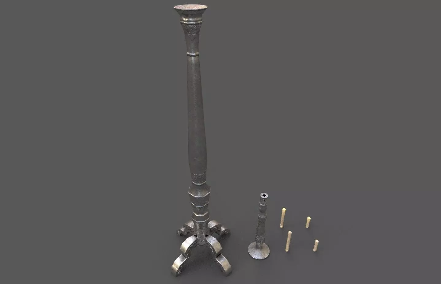 Candle pack Low-poly 3D model_0