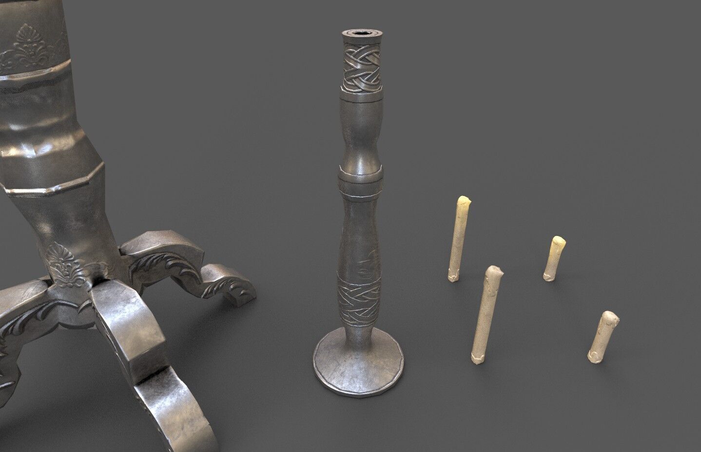 Candle pack Low-poly 3D model_1