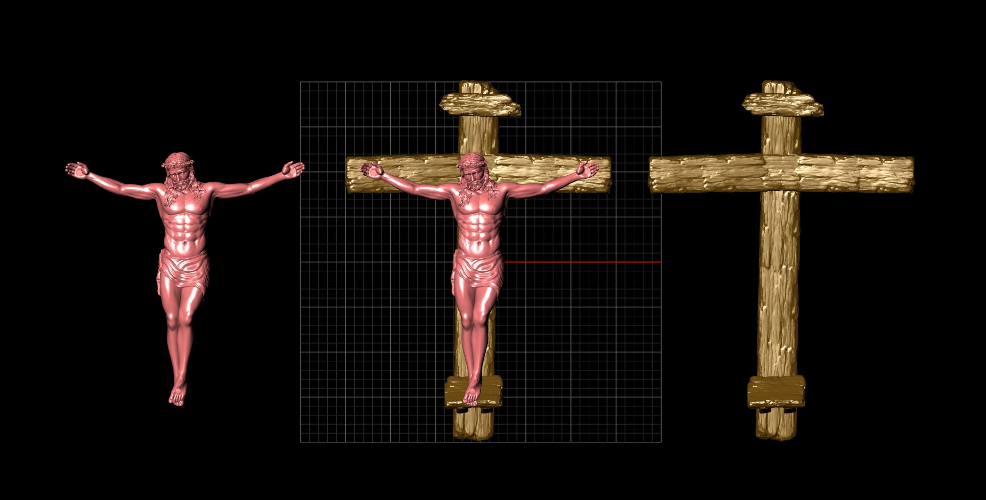Jesus Christ Cross Realistic 3D Pendant  3D print model_3