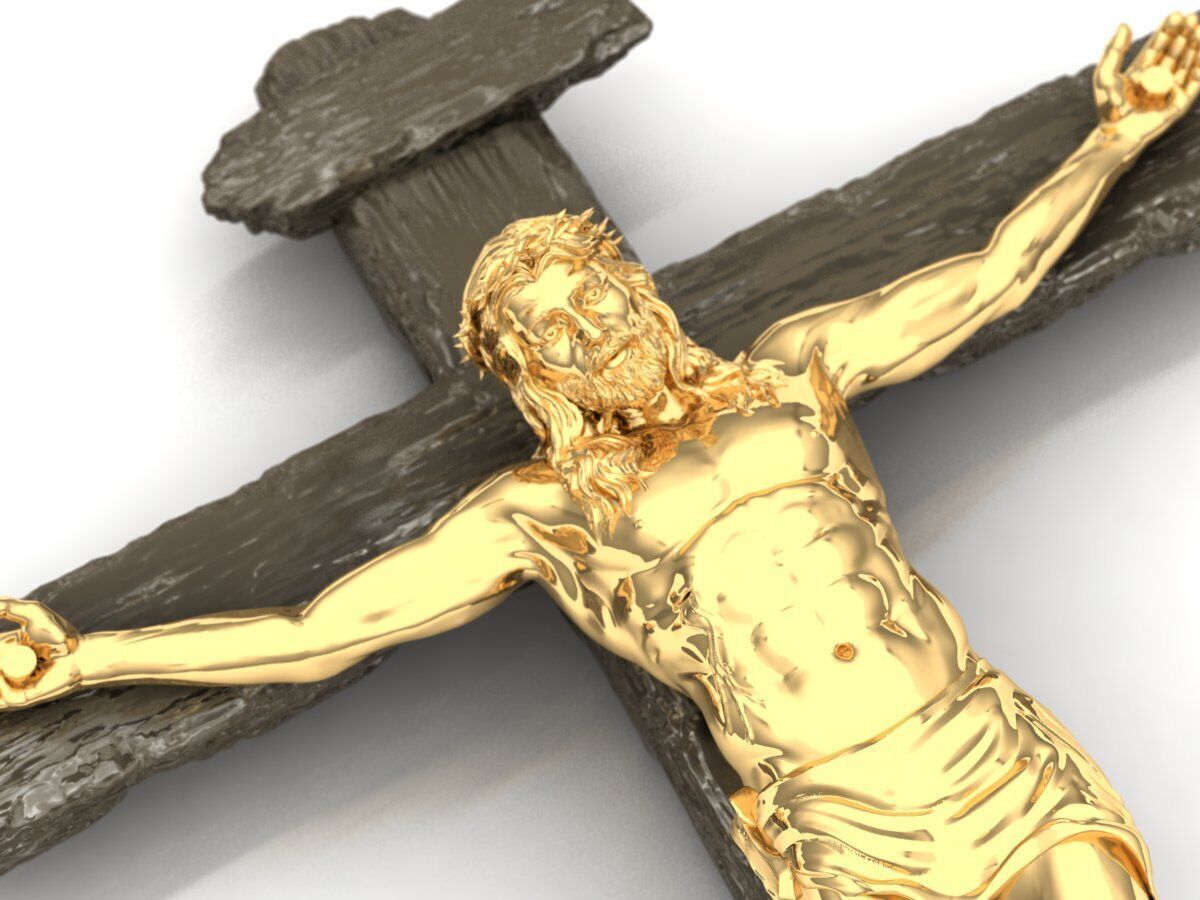 Jesus Christ Cross Realistic 3D Pendant  3D print model_1