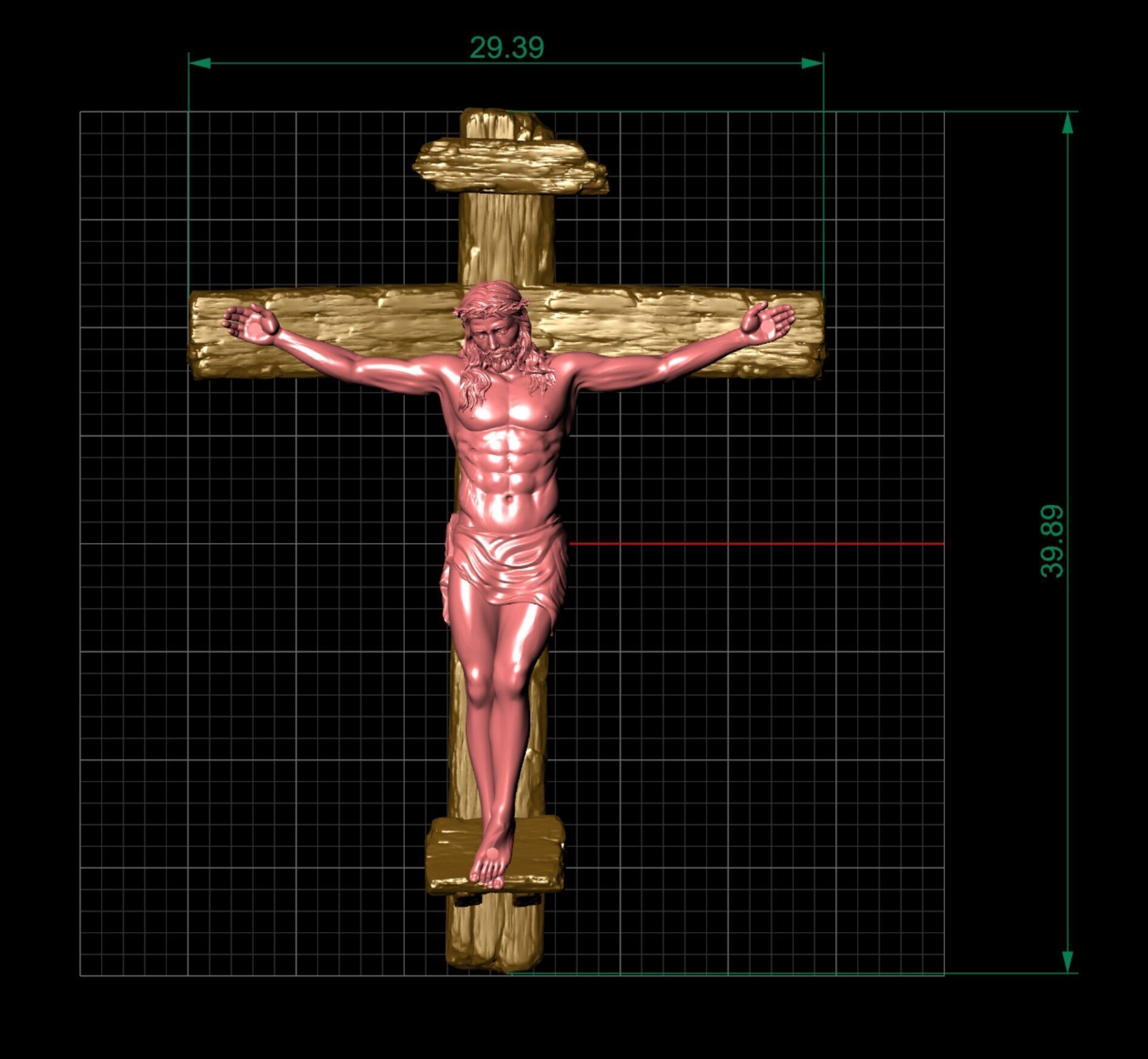 Jesus Christ Cross Realistic 3D Pendant  3D print model_2