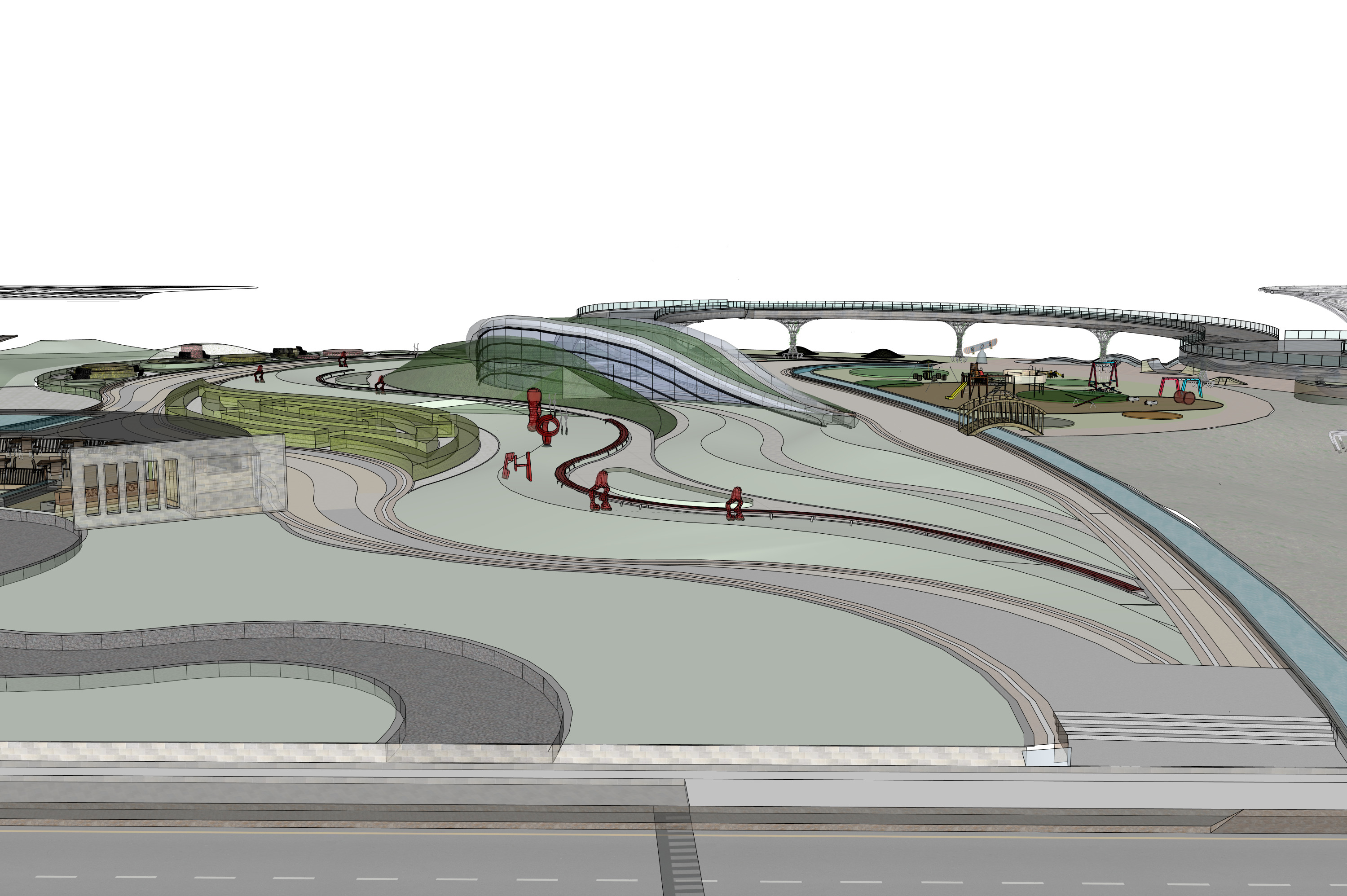 Modern Urban and Educational Landscape Architecture Pack 3D Model Collection_9