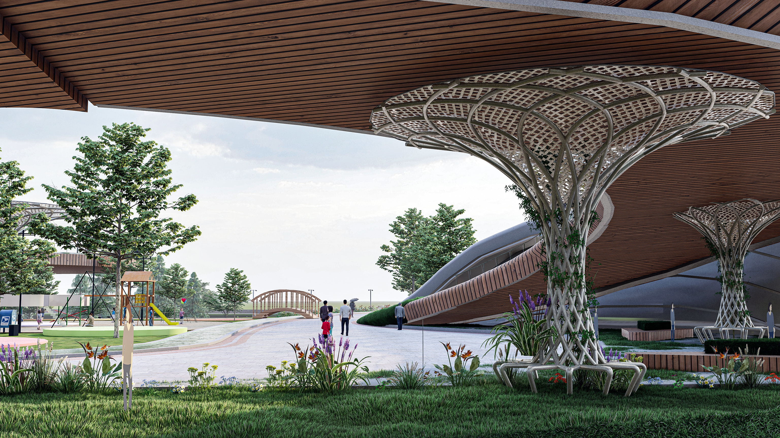 Modern Urban and Educational Landscape Architecture Pack 3D Model Collection_13