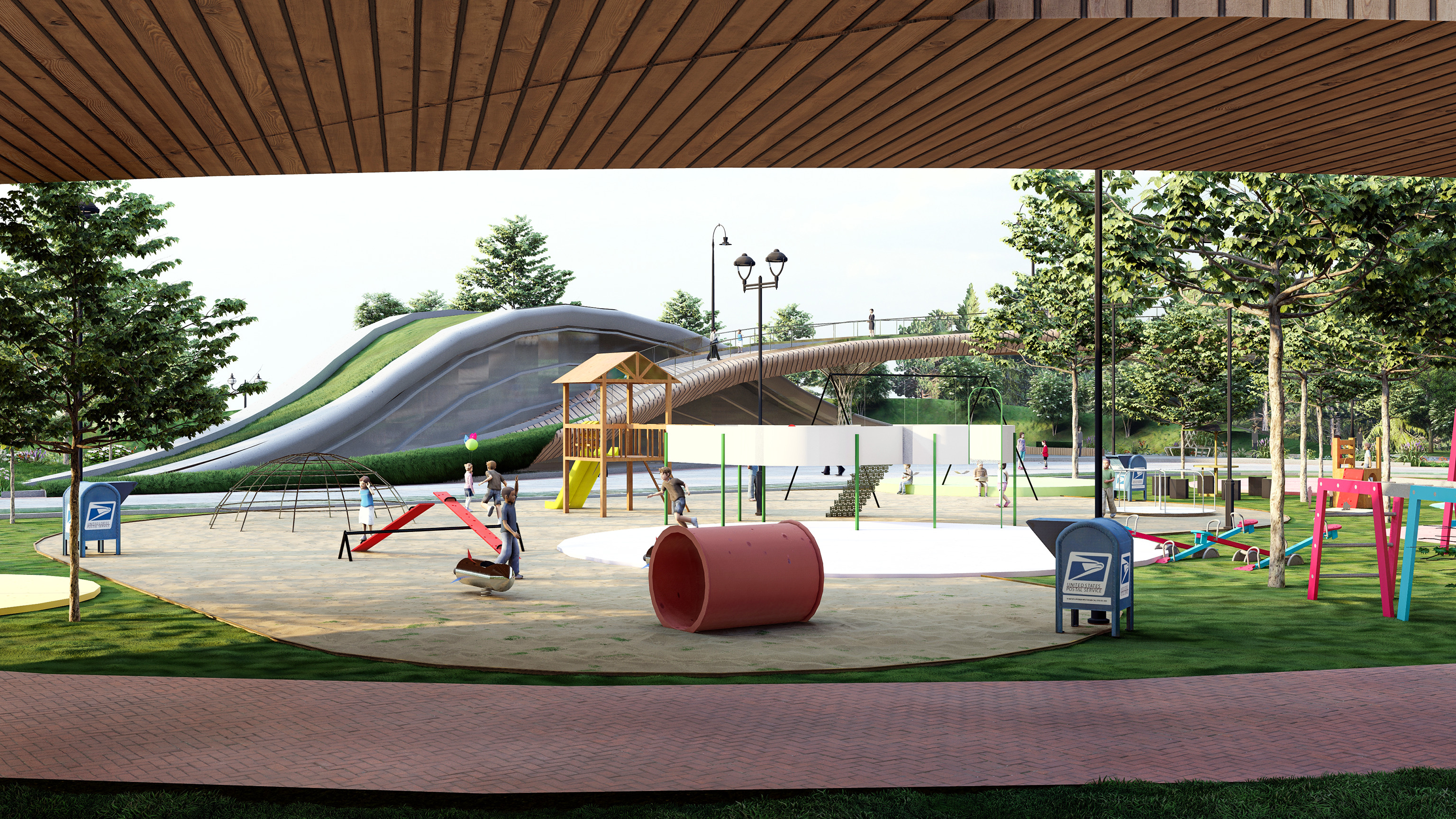 Modern Urban and Educational Landscape Architecture Pack 3D Model Collection_12