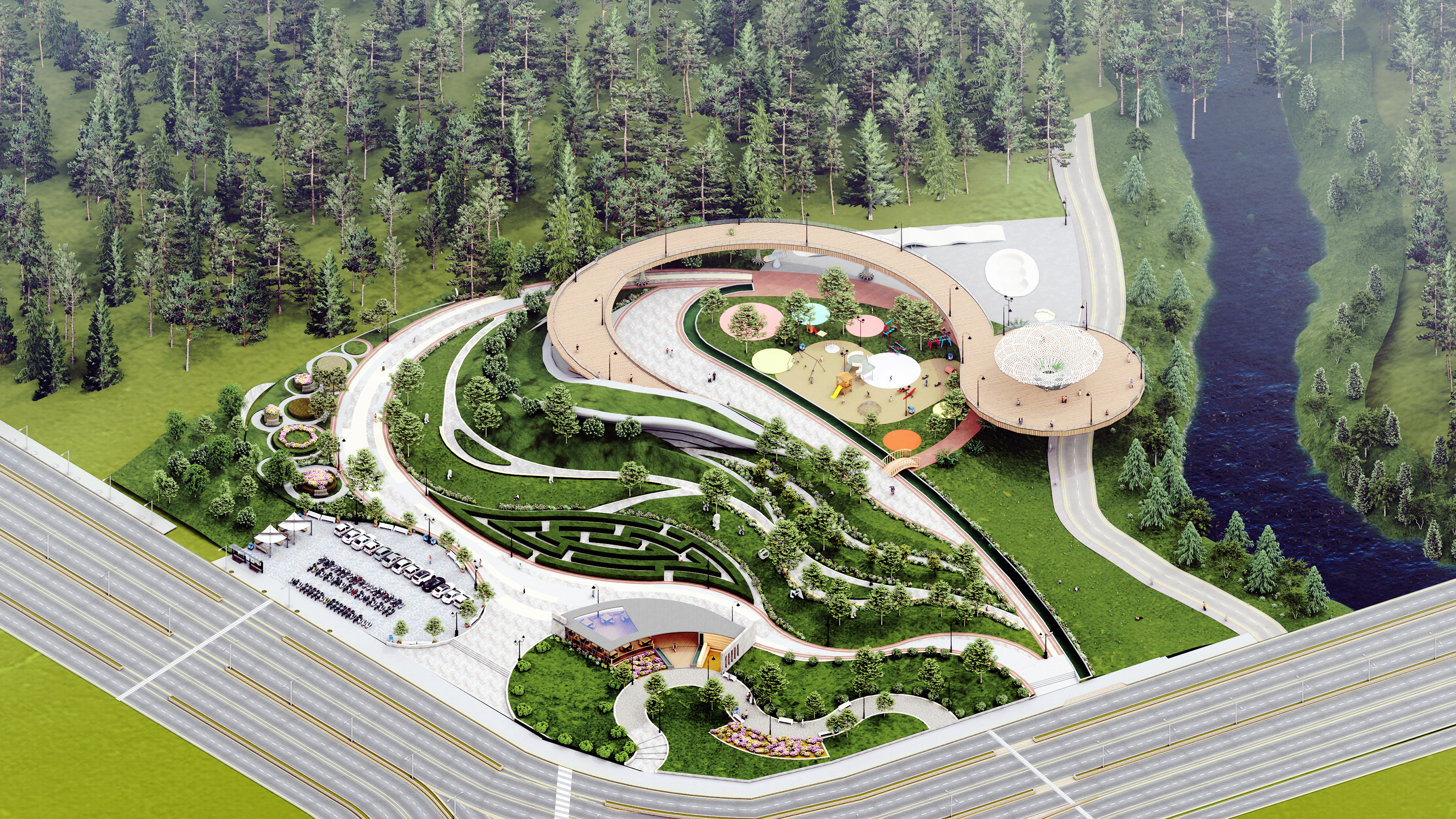 Modern Urban and Educational Landscape Architecture Pack 3D Model Collection_20