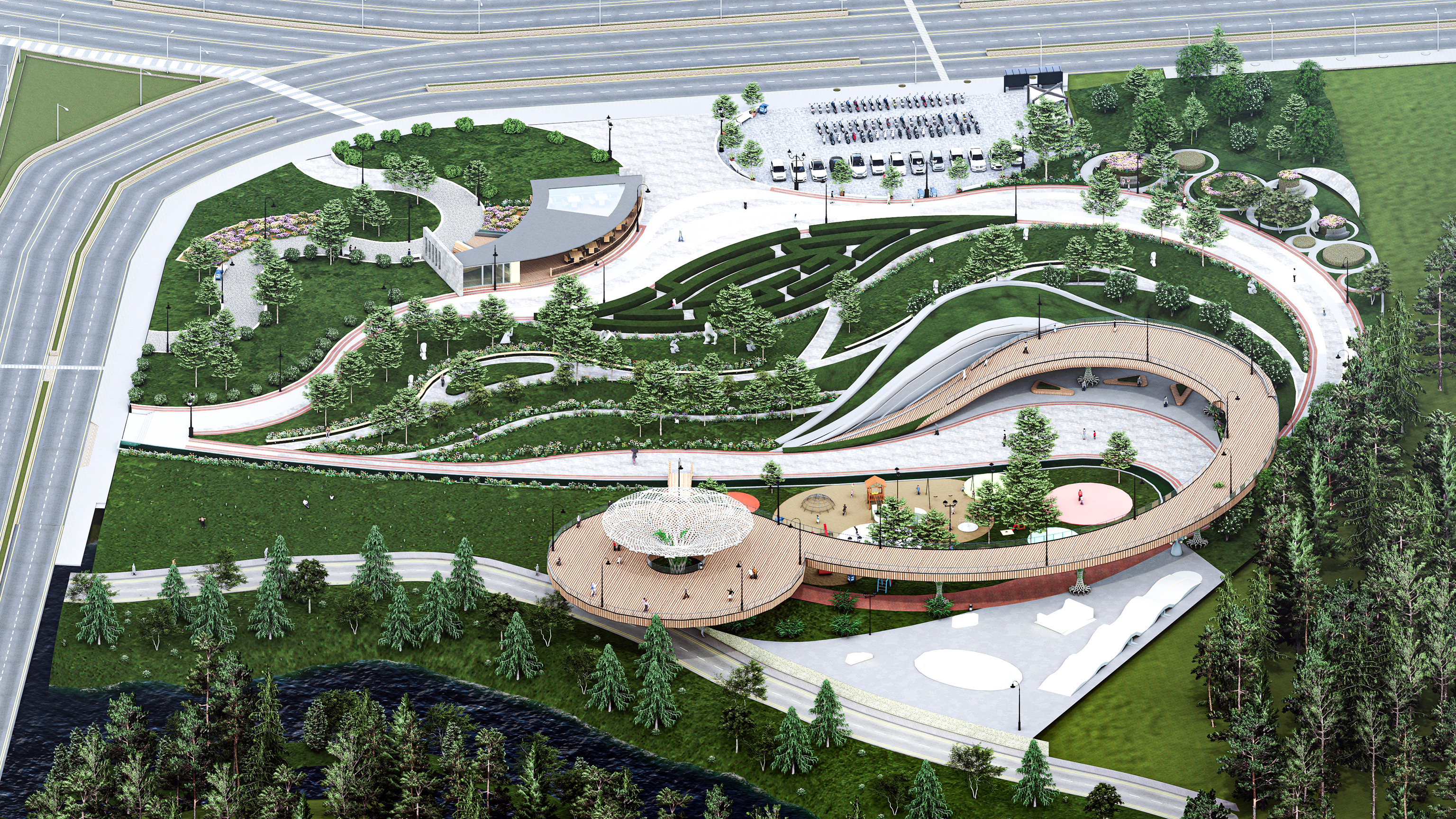 Modern Urban and Educational Landscape Architecture Pack 3D Model Collection_24