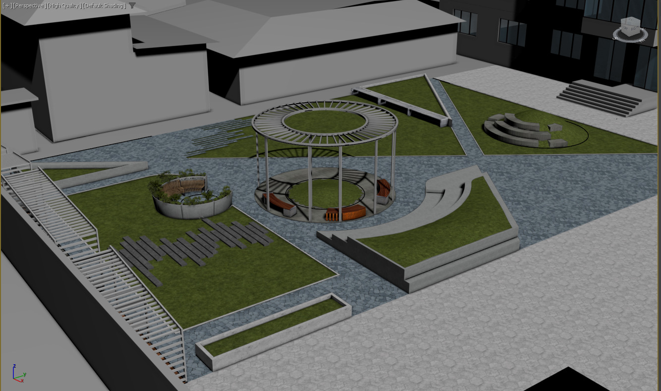 Modern Urban and Educational Landscape Architecture Pack 3D Model Collection_28