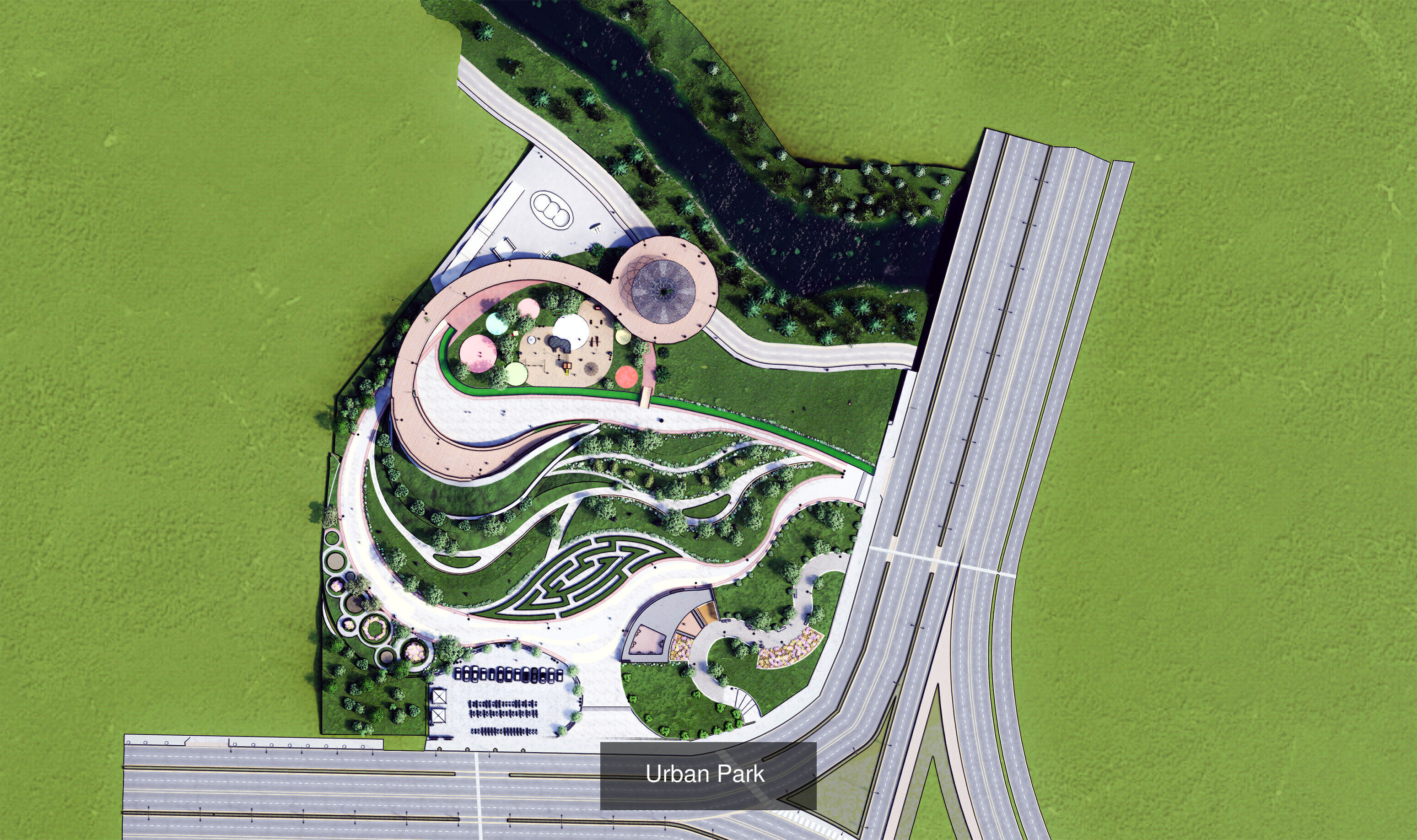 Modern Urban and Educational Landscape Architecture Pack 3D Model Collection_2