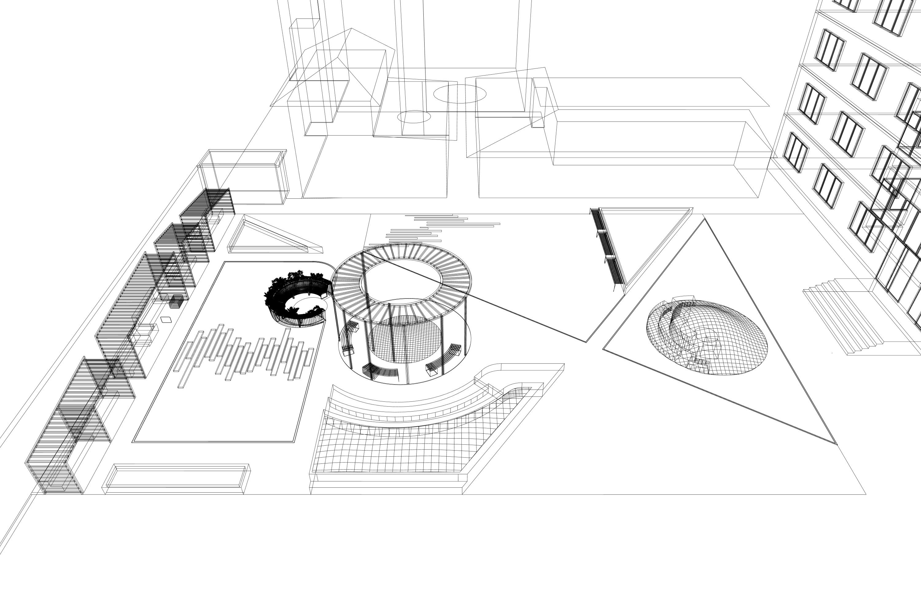 Modern Urban and Educational Landscape Architecture Pack 3D Model Collection_30