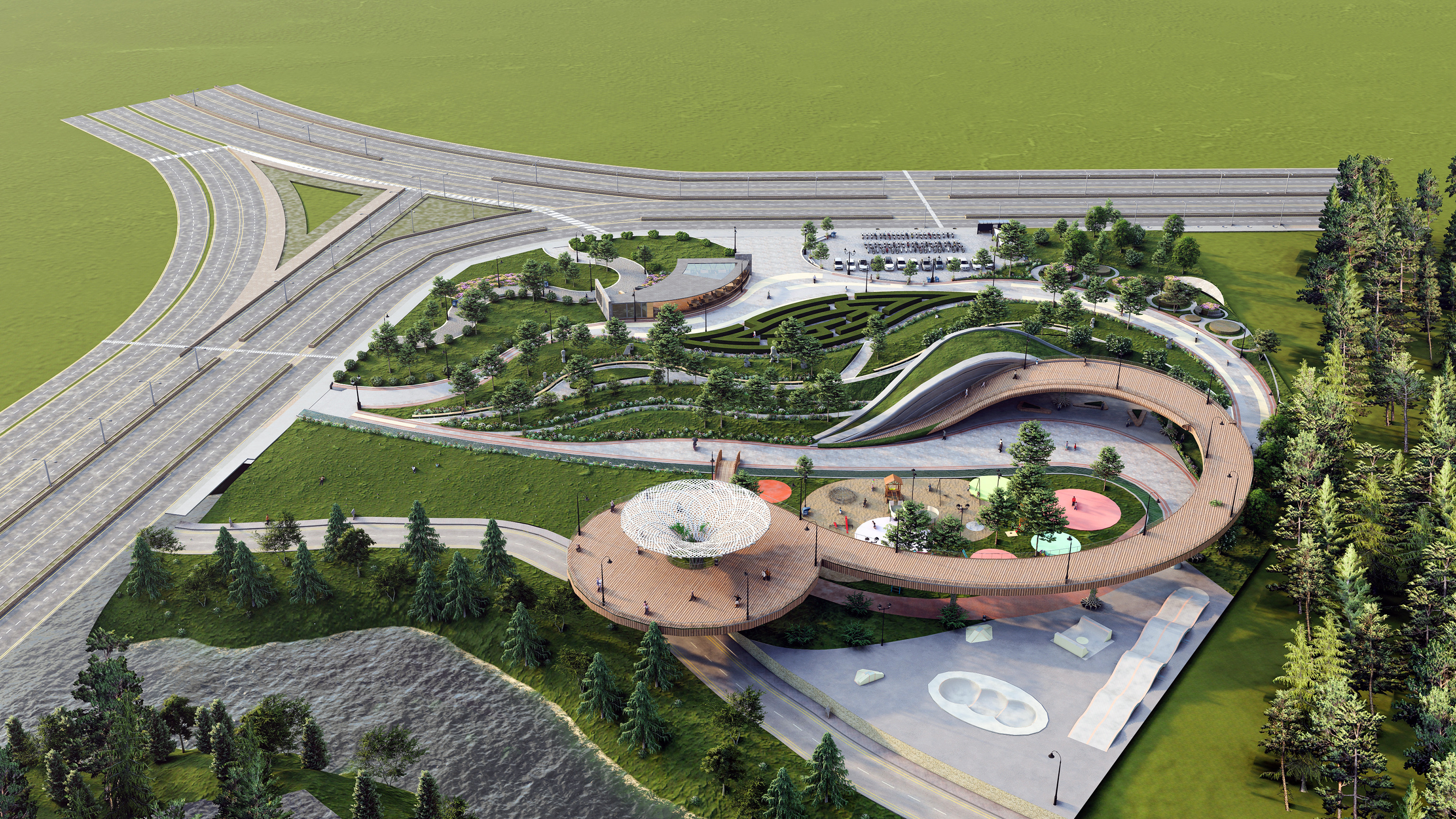 Modern Urban and Educational Landscape Architecture Pack 3D Model Collection_17