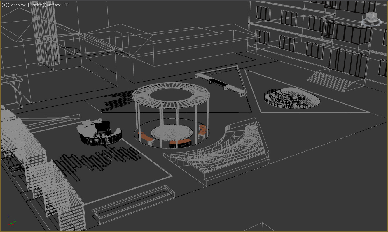 Modern Urban and Educational Landscape Architecture Pack 3D Model Collection_33