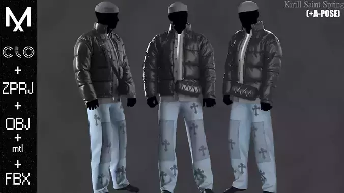 Street Outfit Male Marvelous designer Clo3d OBJ mtl FBX ZPRJ