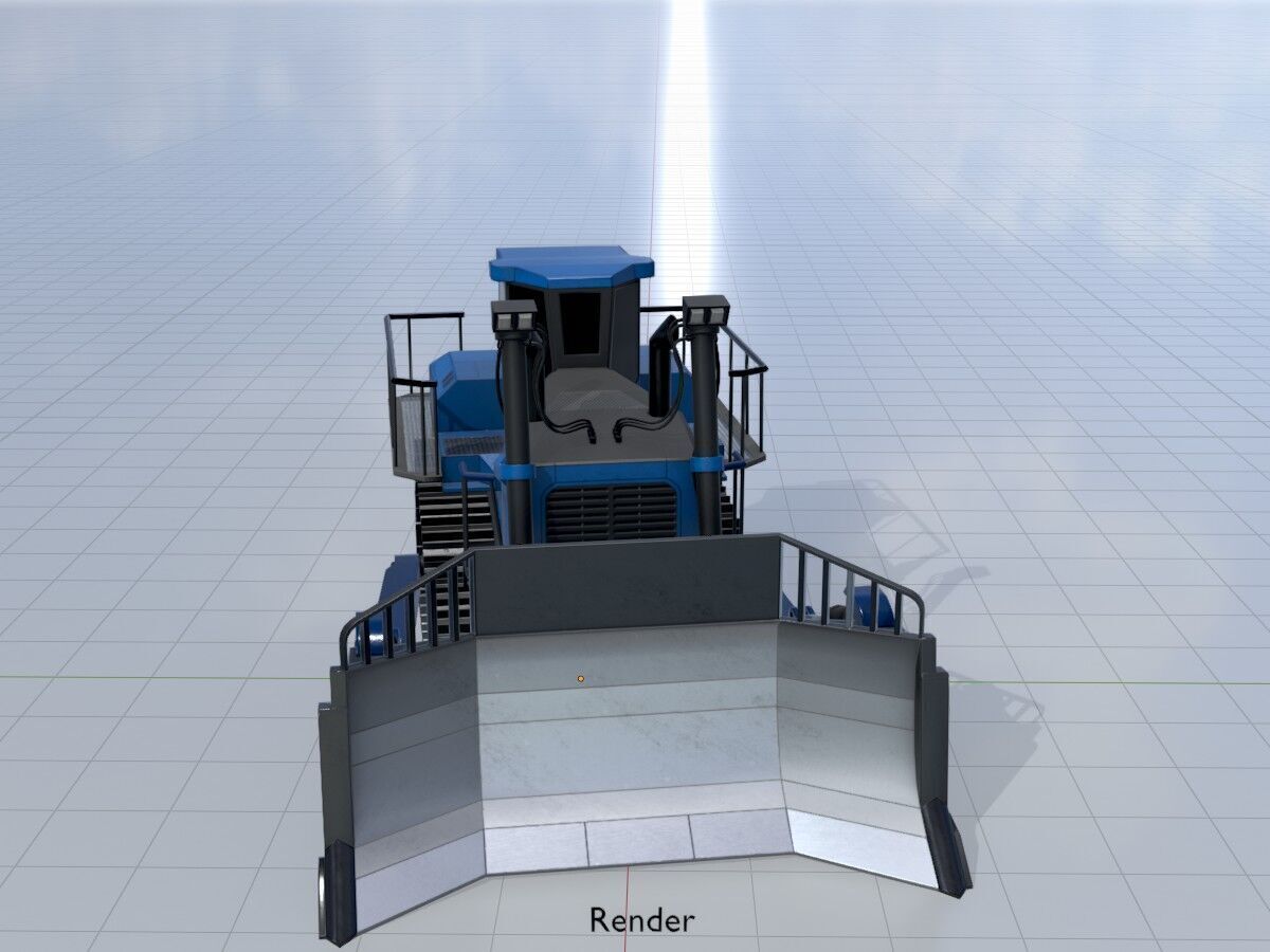Hydraulic bulldozer tracked construction site vehicle blue Low-poly 3D model_16