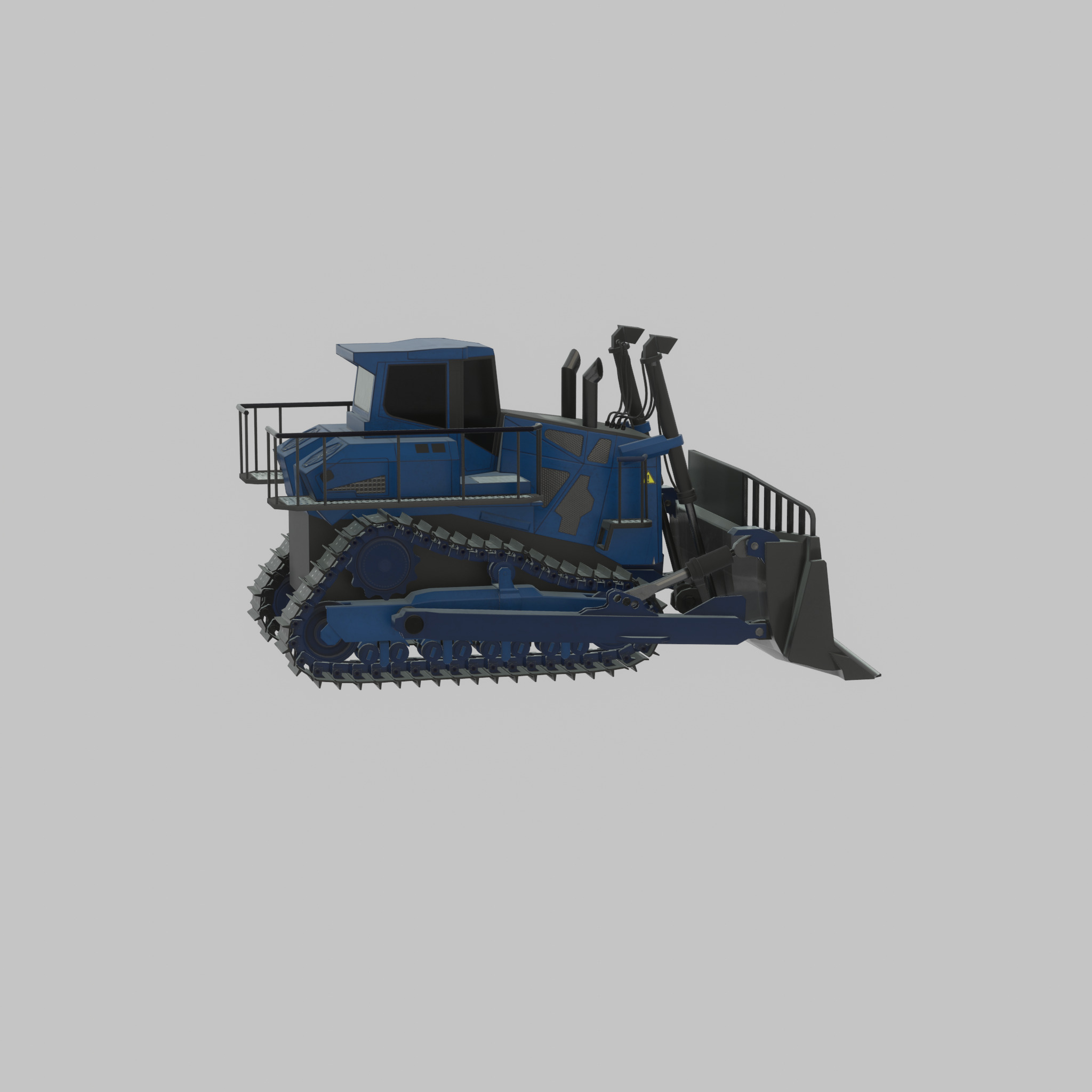 Hydraulic bulldozer tracked construction site vehicle blue Low-poly 3D model_49