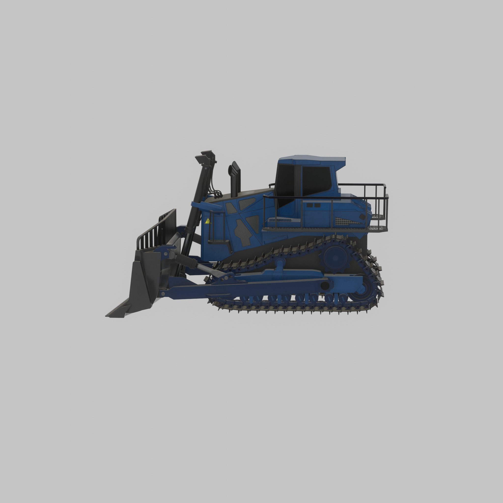 Hydraulic bulldozer tracked construction site vehicle blue Low-poly 3D model_29