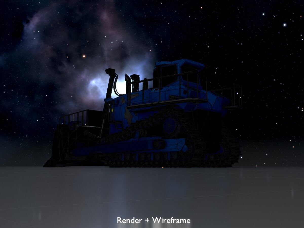 Hydraulic bulldozer tracked construction site vehicle blue Low-poly 3D model_11