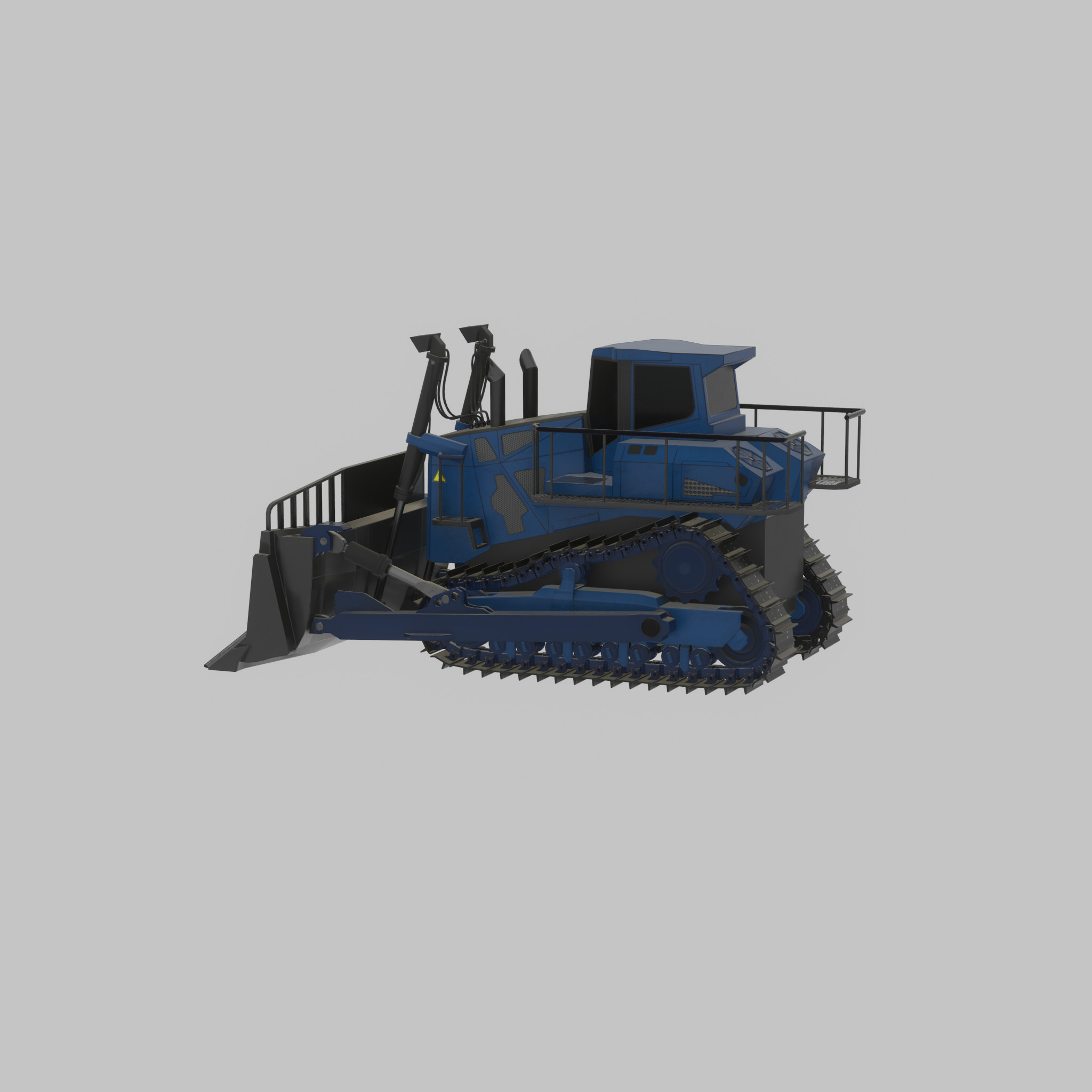 Hydraulic bulldozer tracked construction site vehicle blue Low-poly 3D model_31