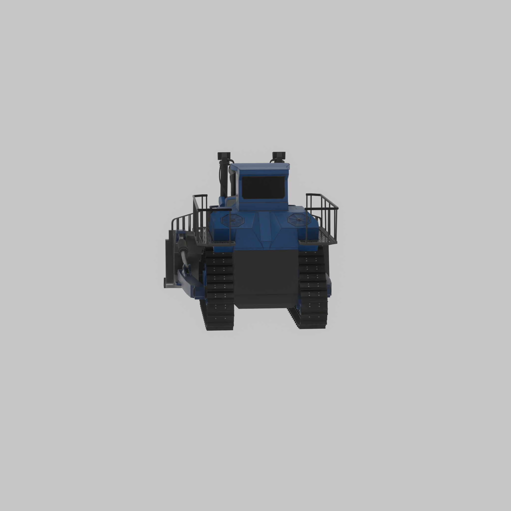 Hydraulic bulldozer tracked construction site vehicle blue Low-poly 3D model_39