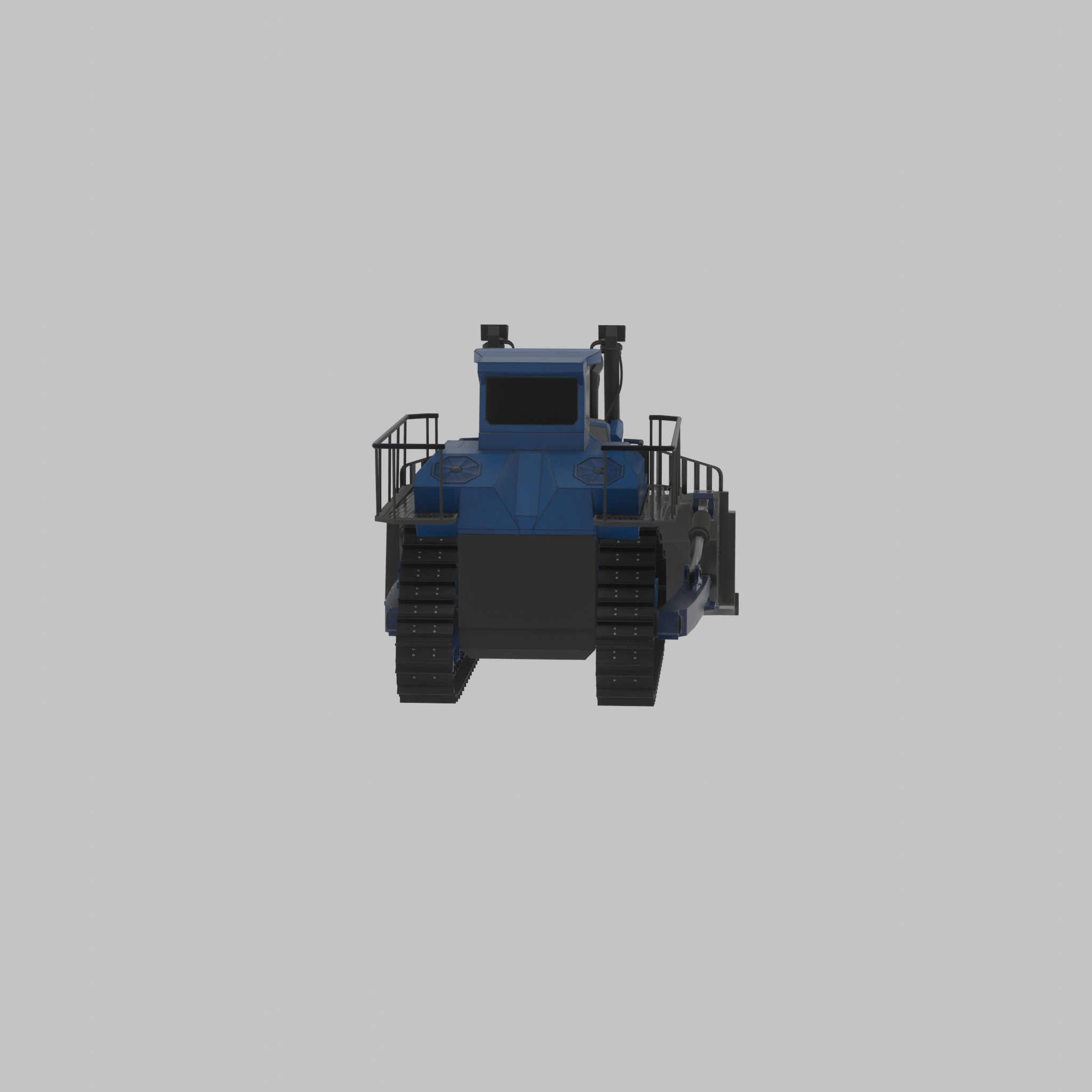 Hydraulic bulldozer tracked construction site vehicle blue Low-poly 3D model_40