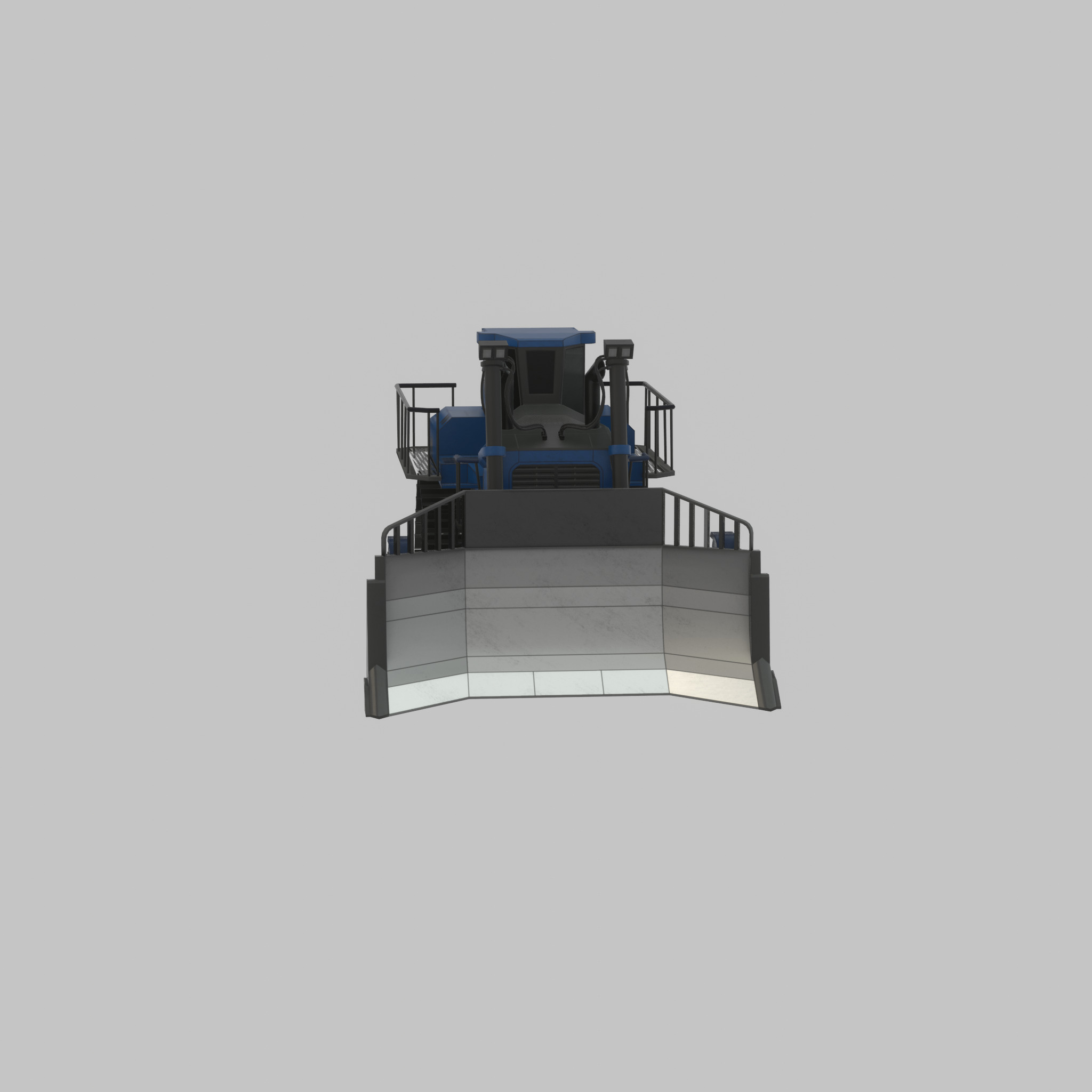 Hydraulic bulldozer tracked construction site vehicle blue Low-poly 3D model_57