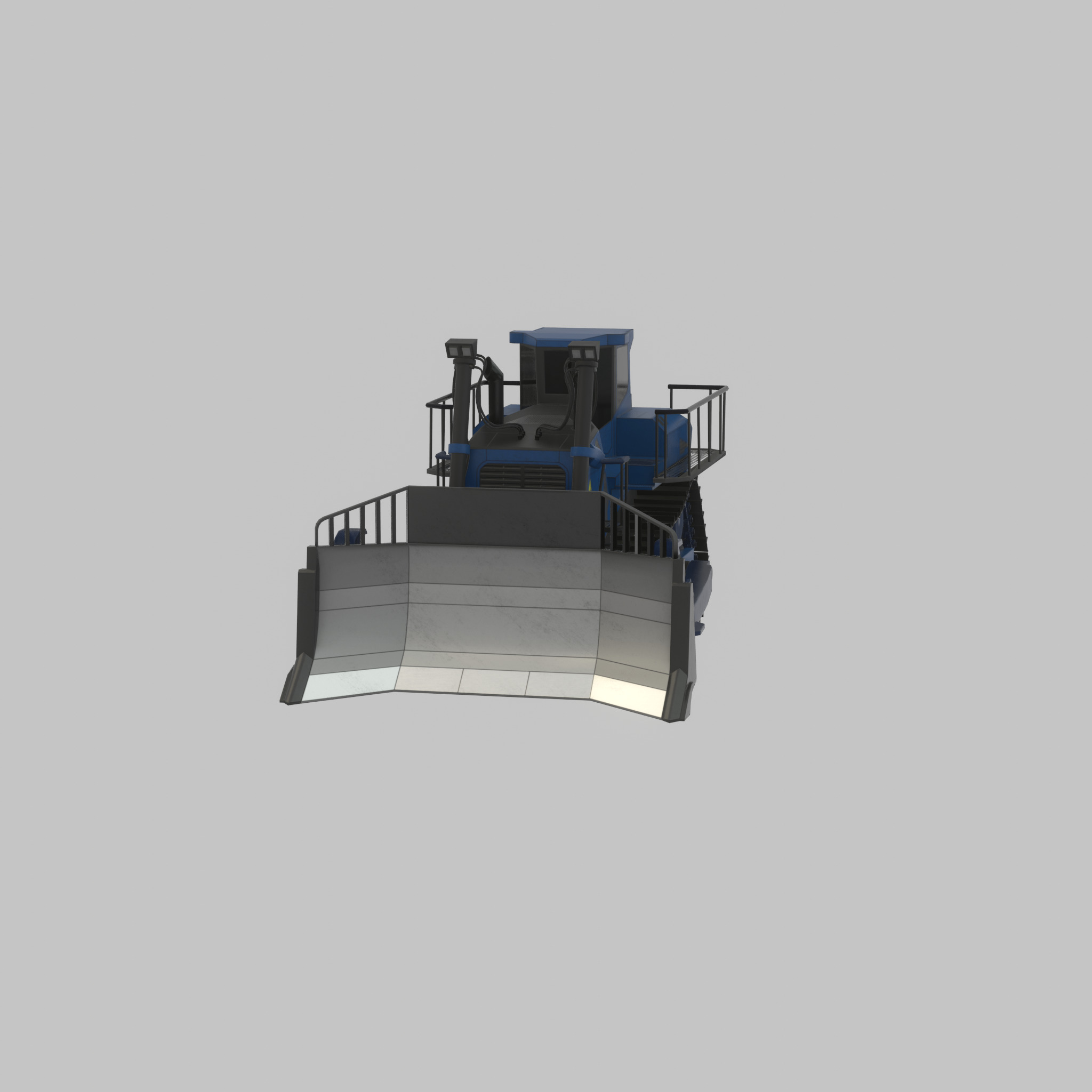 Hydraulic bulldozer tracked construction site vehicle blue Low-poly 3D model_59