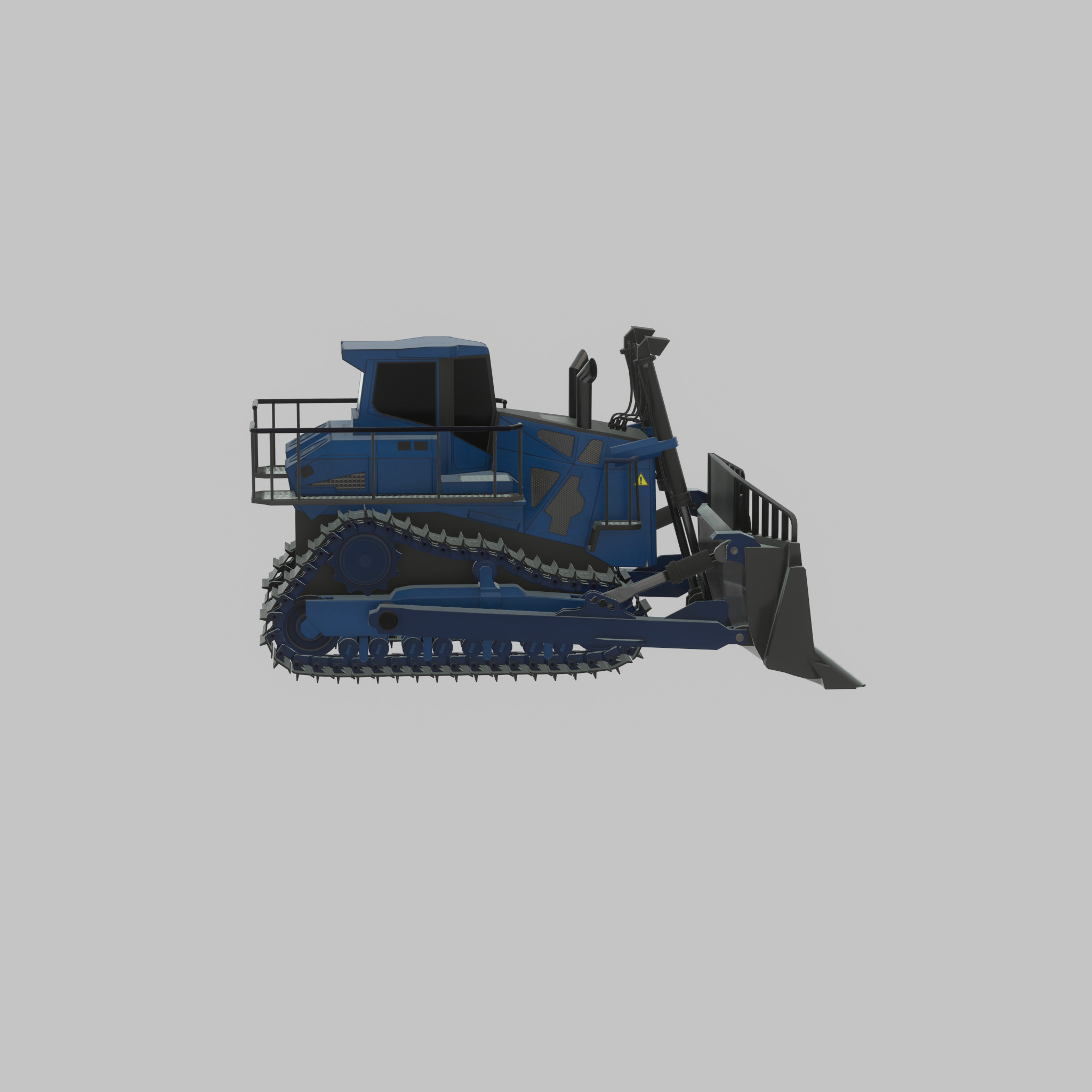 Hydraulic bulldozer tracked construction site vehicle blue Low-poly 3D model_50