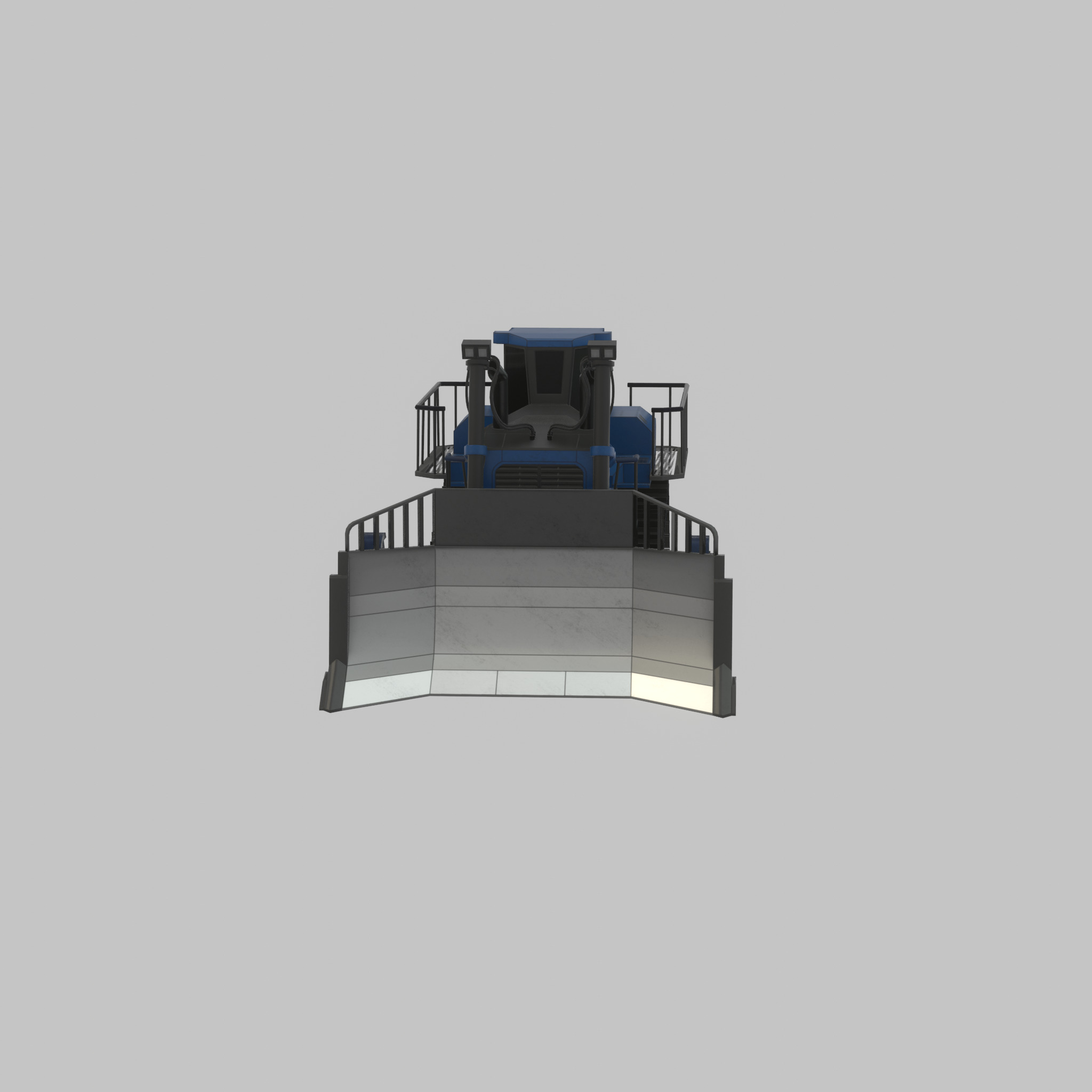 Hydraulic bulldozer tracked construction site vehicle blue Low-poly 3D model_58