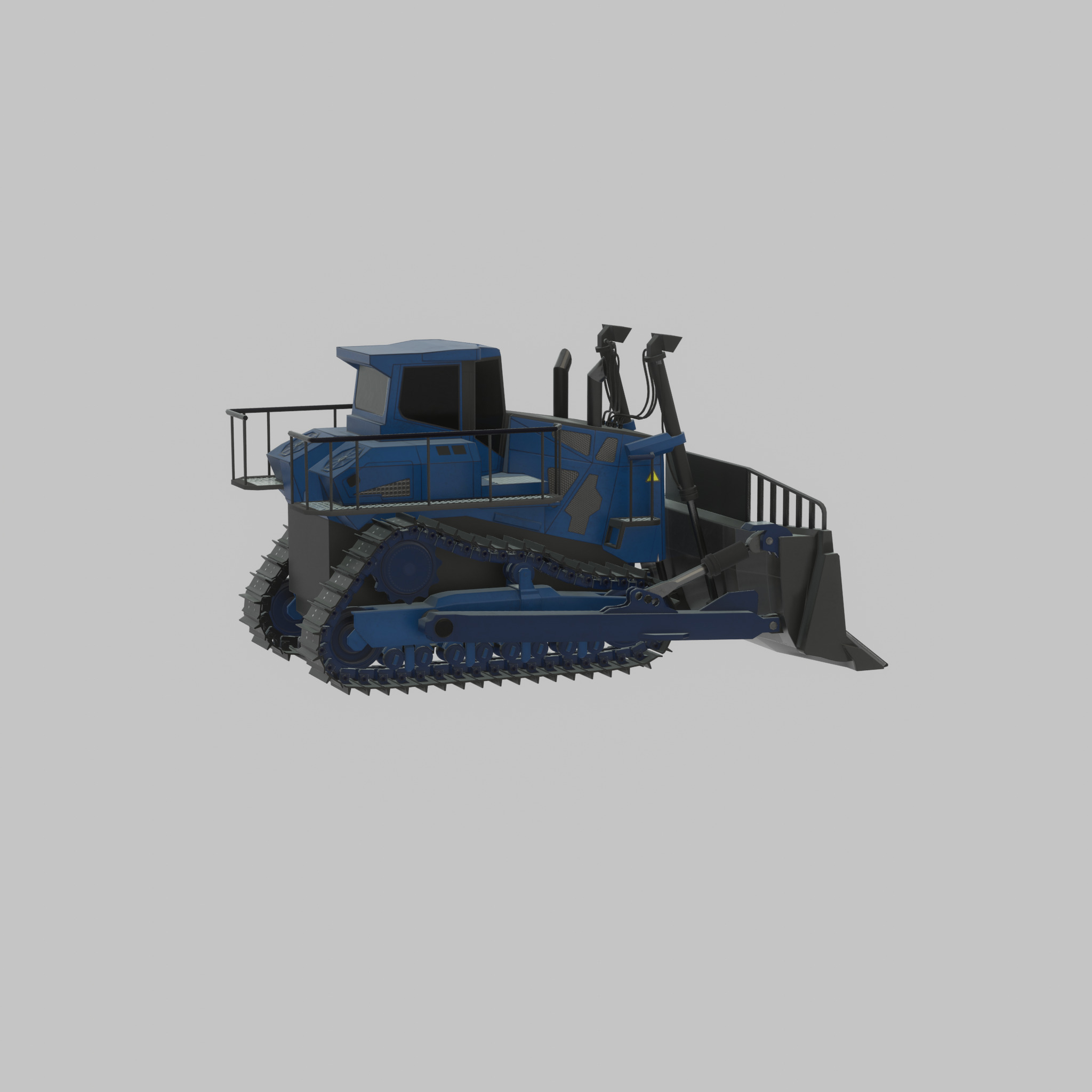 Hydraulic bulldozer tracked construction site vehicle blue Low-poly 3D model_48