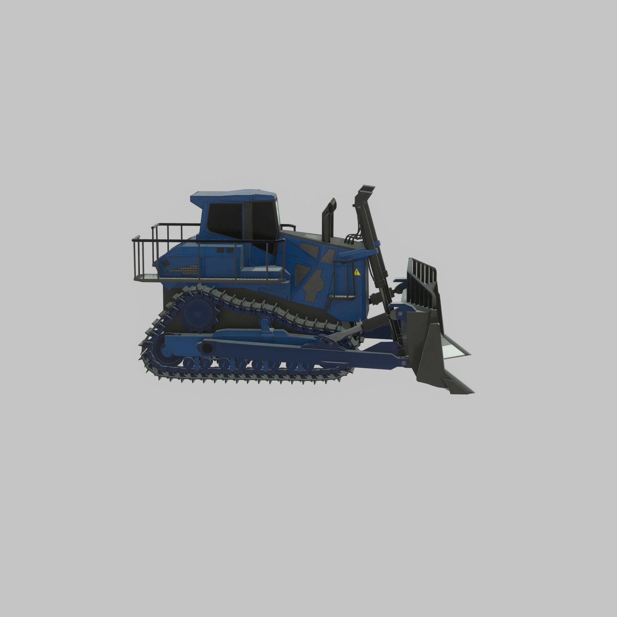Hydraulic bulldozer tracked construction site vehicle blue Low-poly 3D model_51