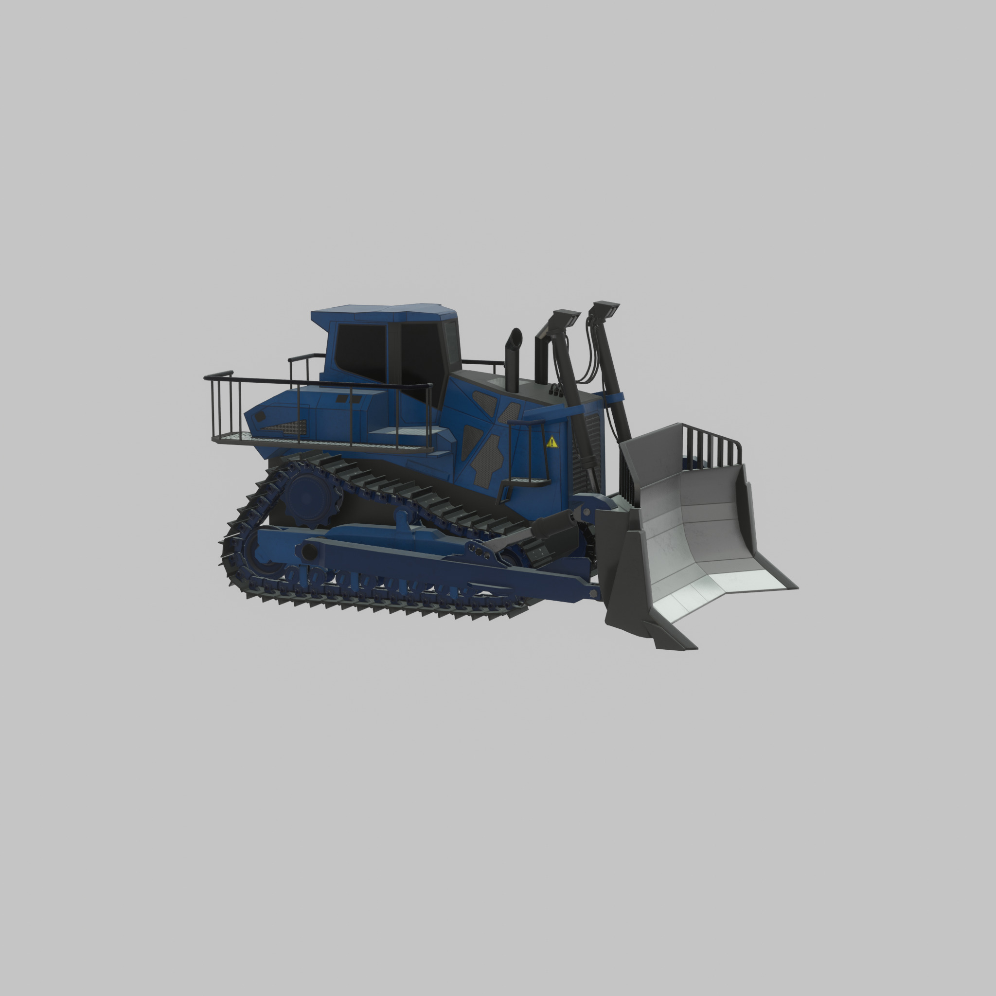 Hydraulic bulldozer tracked construction site vehicle blue Low-poly 3D model_53