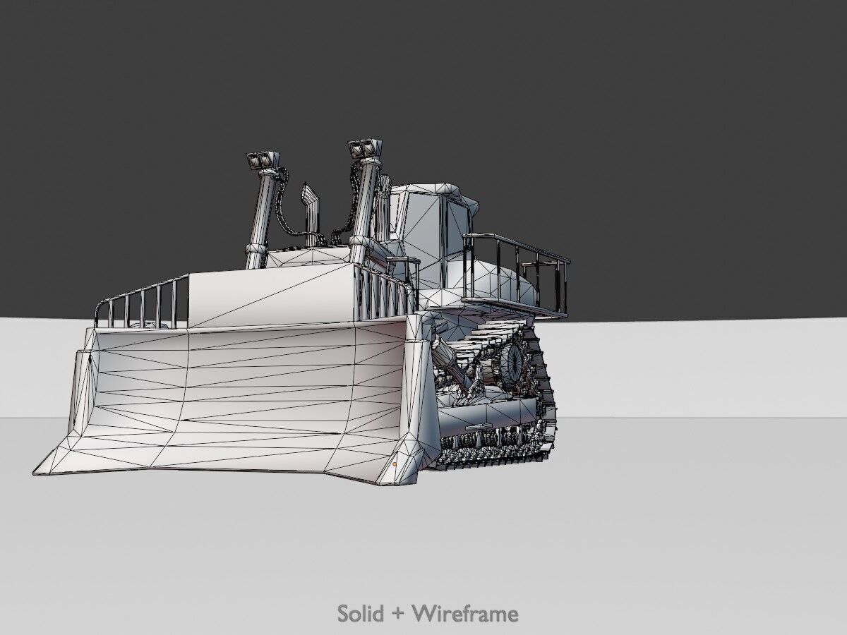 Hydraulic bulldozer tracked construction site vehicle blue Low-poly 3D model_13