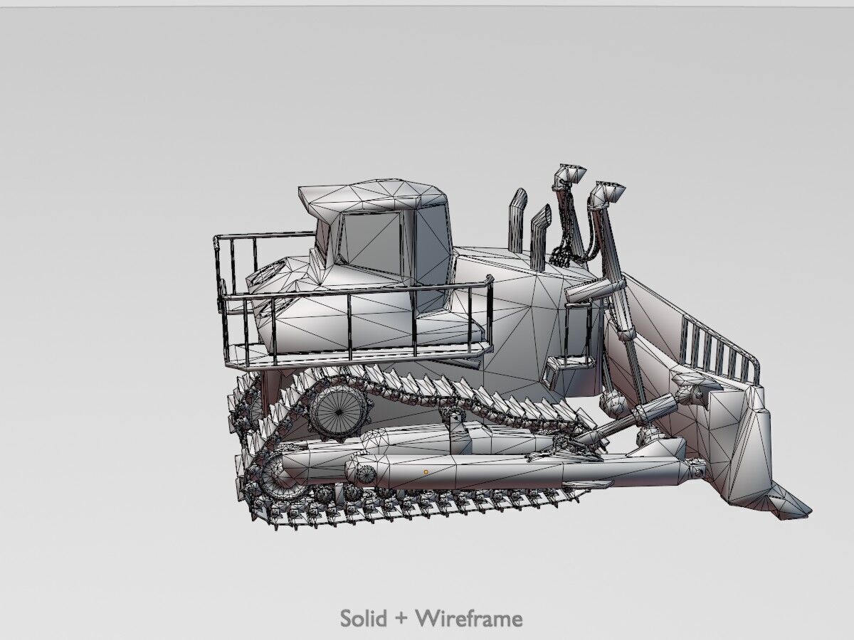 Hydraulic bulldozer tracked construction site vehicle blue Low-poly 3D model_14