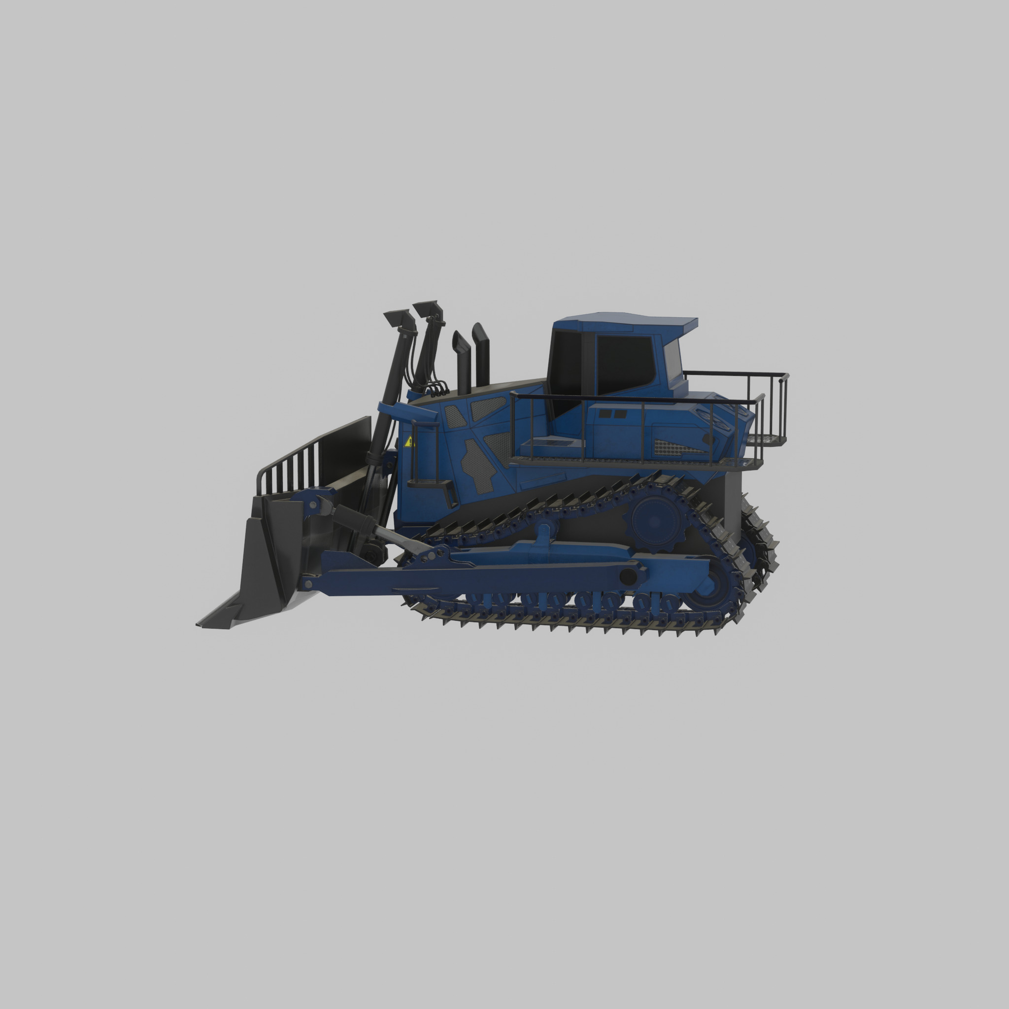 Hydraulic bulldozer tracked construction site vehicle blue Low-poly 3D model_30