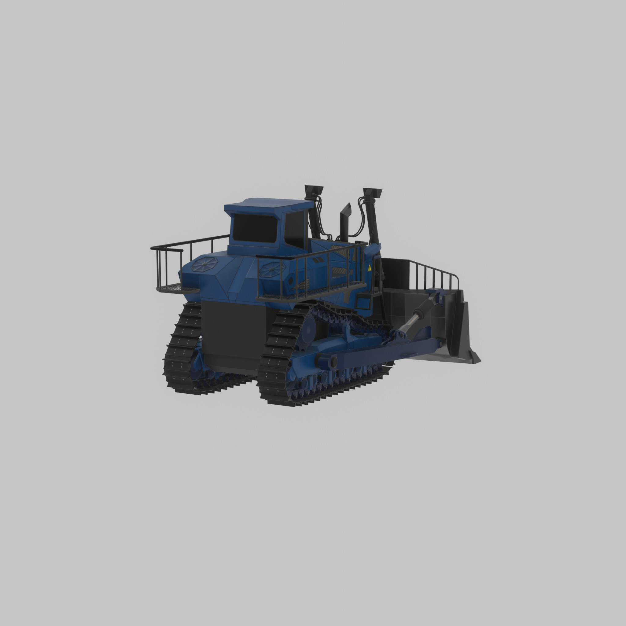 Hydraulic bulldozer tracked construction site vehicle blue Low-poly 3D model_43
