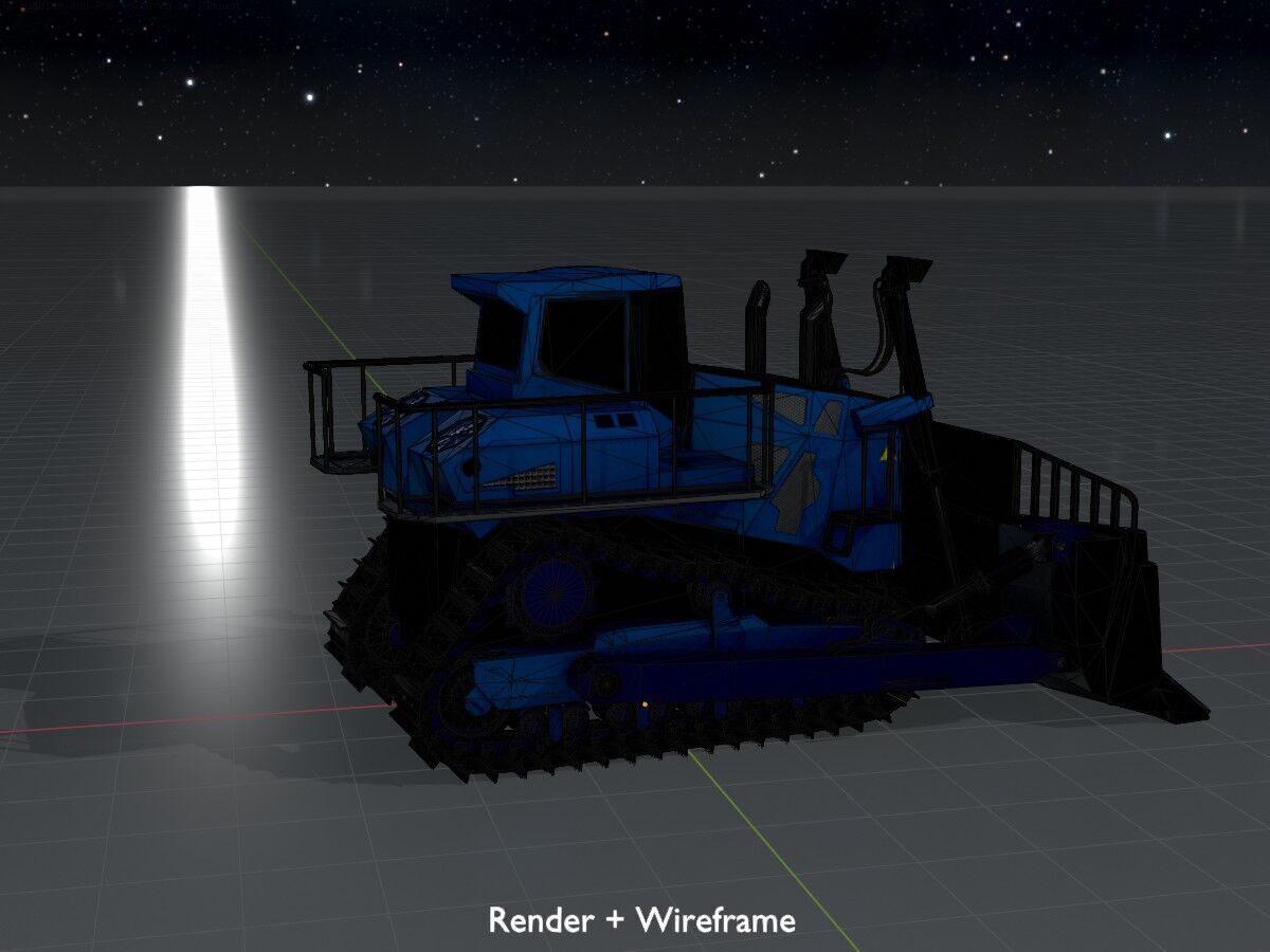 Hydraulic bulldozer tracked construction site vehicle blue Low-poly 3D model_12