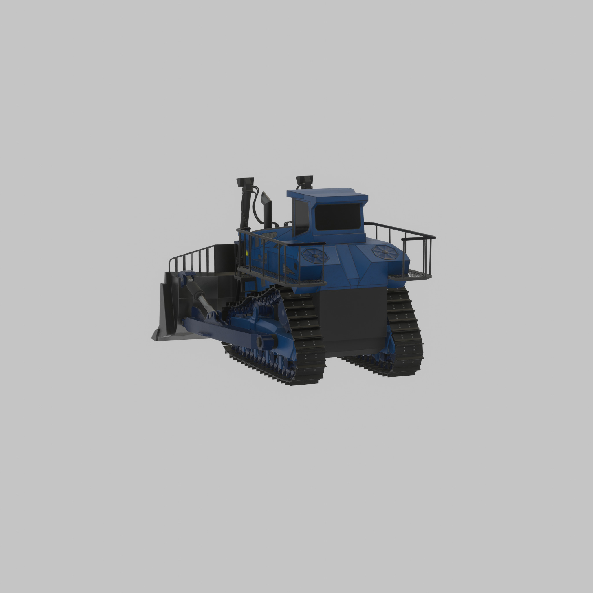 Hydraulic bulldozer tracked construction site vehicle blue Low-poly 3D model_37