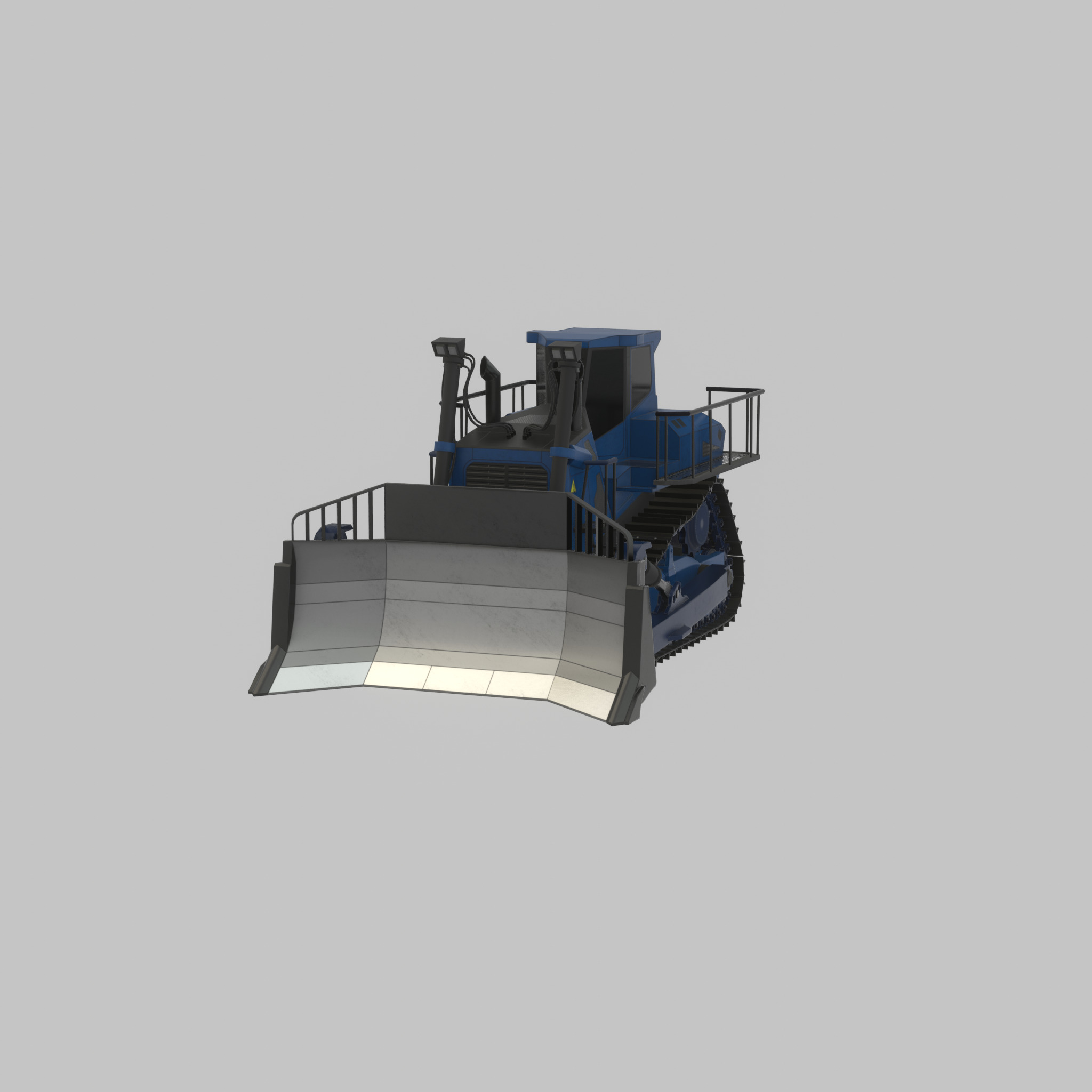Hydraulic bulldozer tracked construction site vehicle blue Low-poly 3D model_60