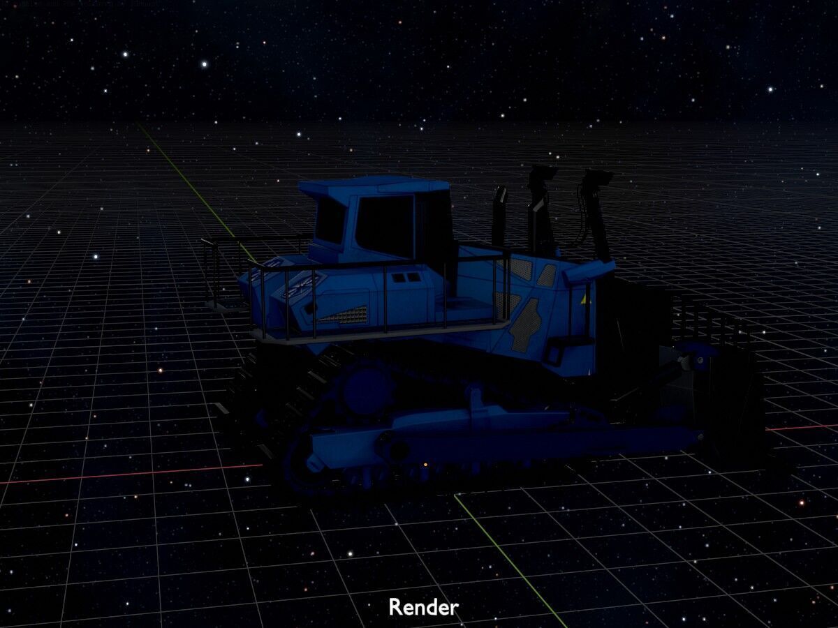 Hydraulic bulldozer tracked construction site vehicle blue Low-poly 3D model_19