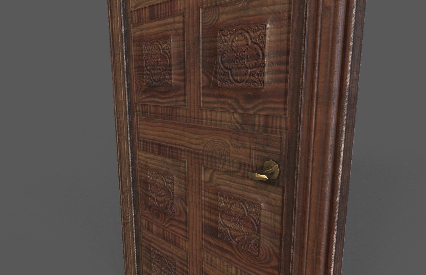 Old medieval chuch door Low-poly 3D model_2