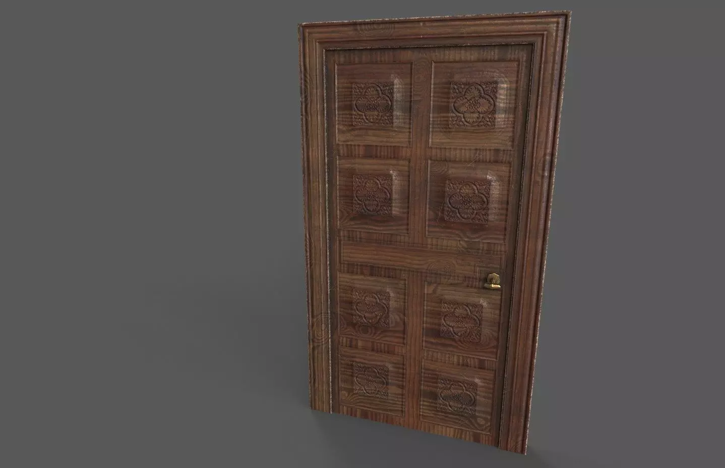 Old medieval chuch door Low-poly 3D model_0
