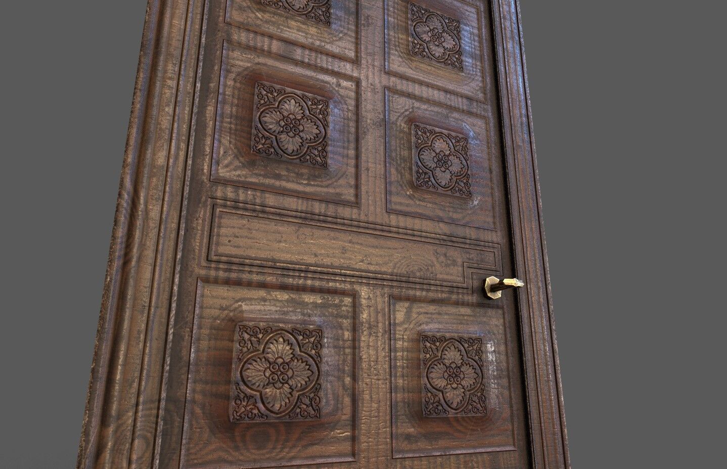 Old medieval chuch door Low-poly 3D model_1
