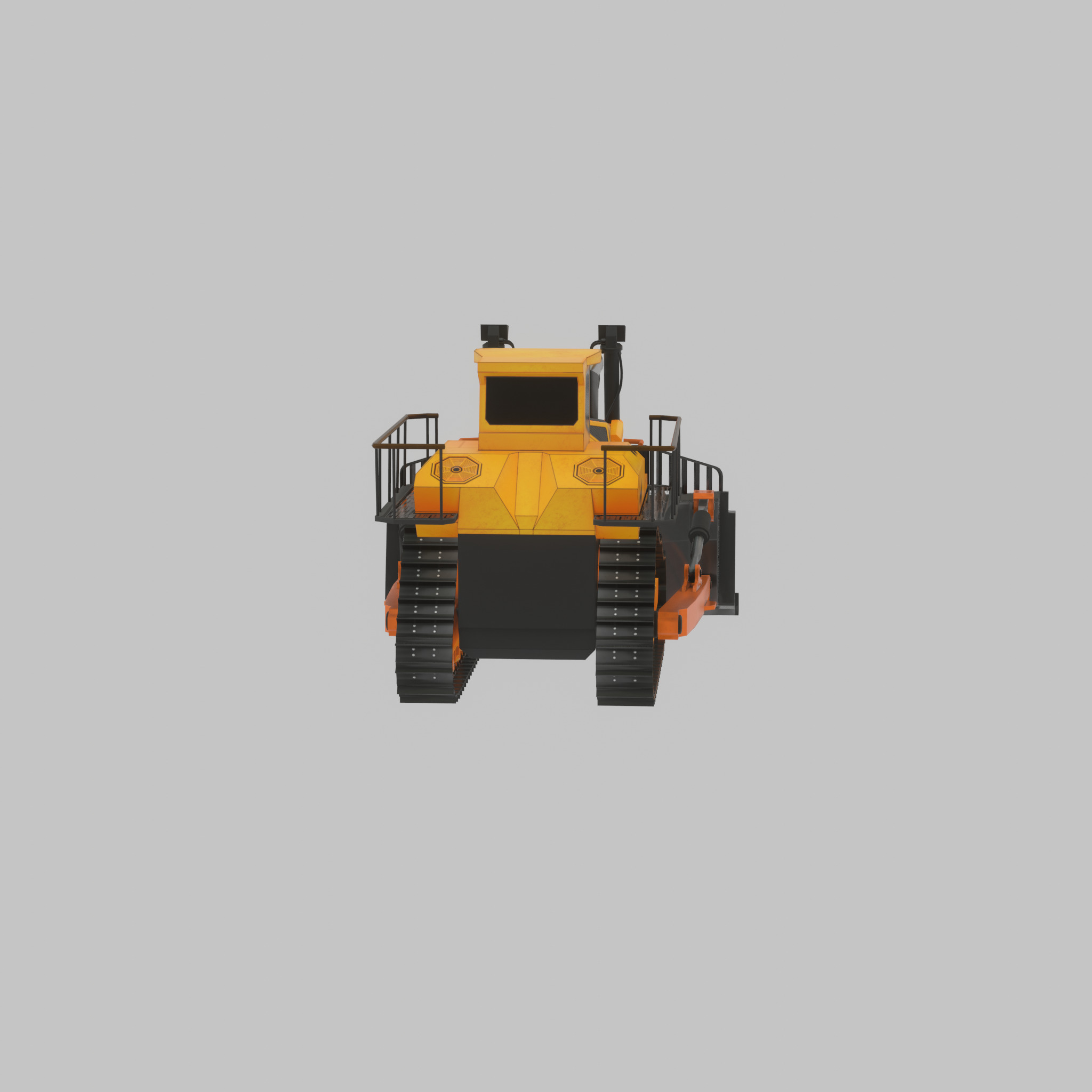 Hydraulic bulldozer tracked construction site vehicle orange Low-poly 3D model_40