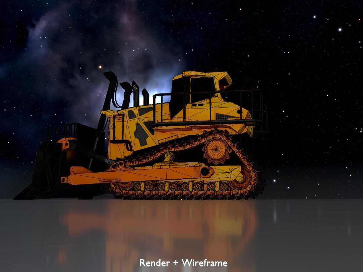 Hydraulic bulldozer tracked construction site vehicle orange Low-poly 3D model_8
