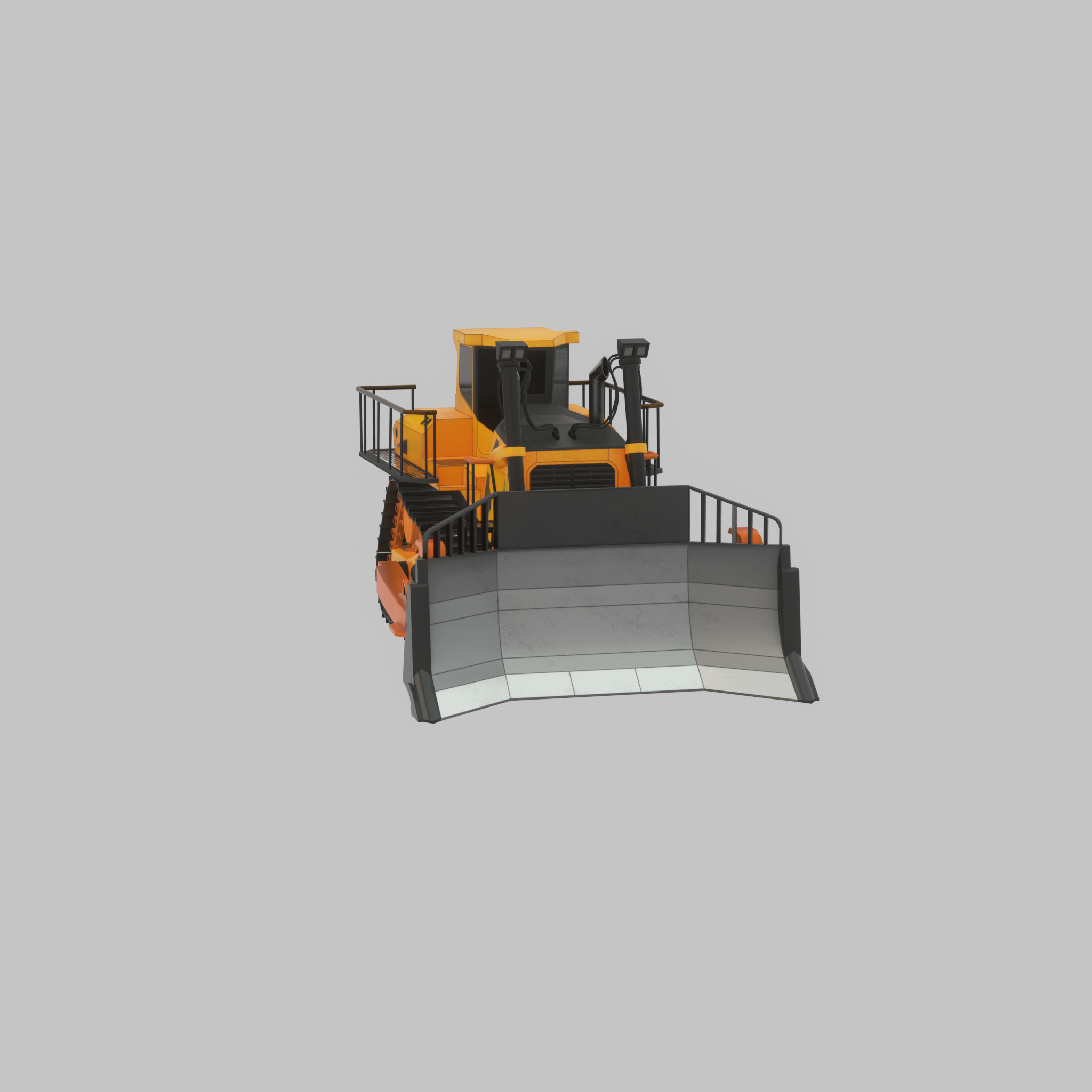 Hydraulic bulldozer tracked construction site vehicle orange Low-poly 3D model_55