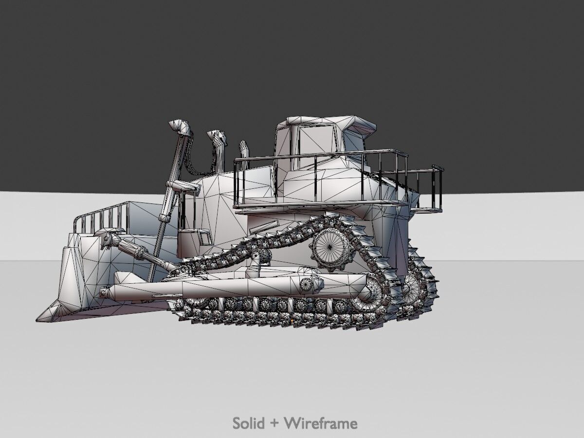 Hydraulic bulldozer tracked construction site vehicle orange Low-poly 3D model_13