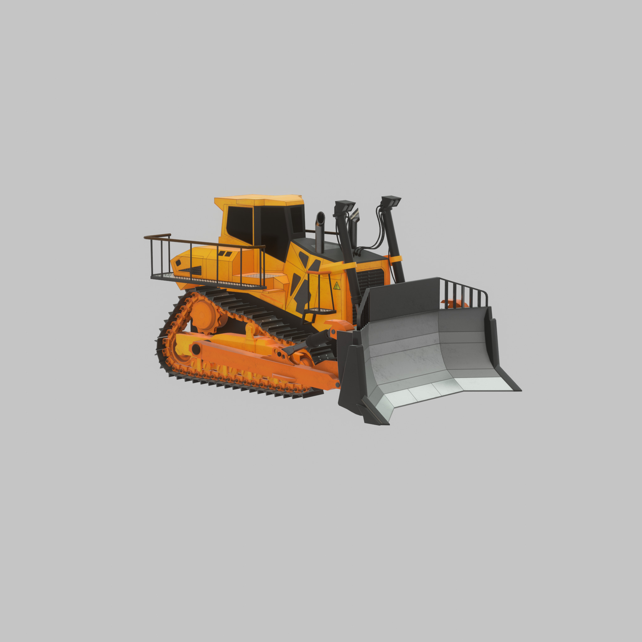 Hydraulic bulldozer tracked construction site vehicle orange Low-poly 3D model_56