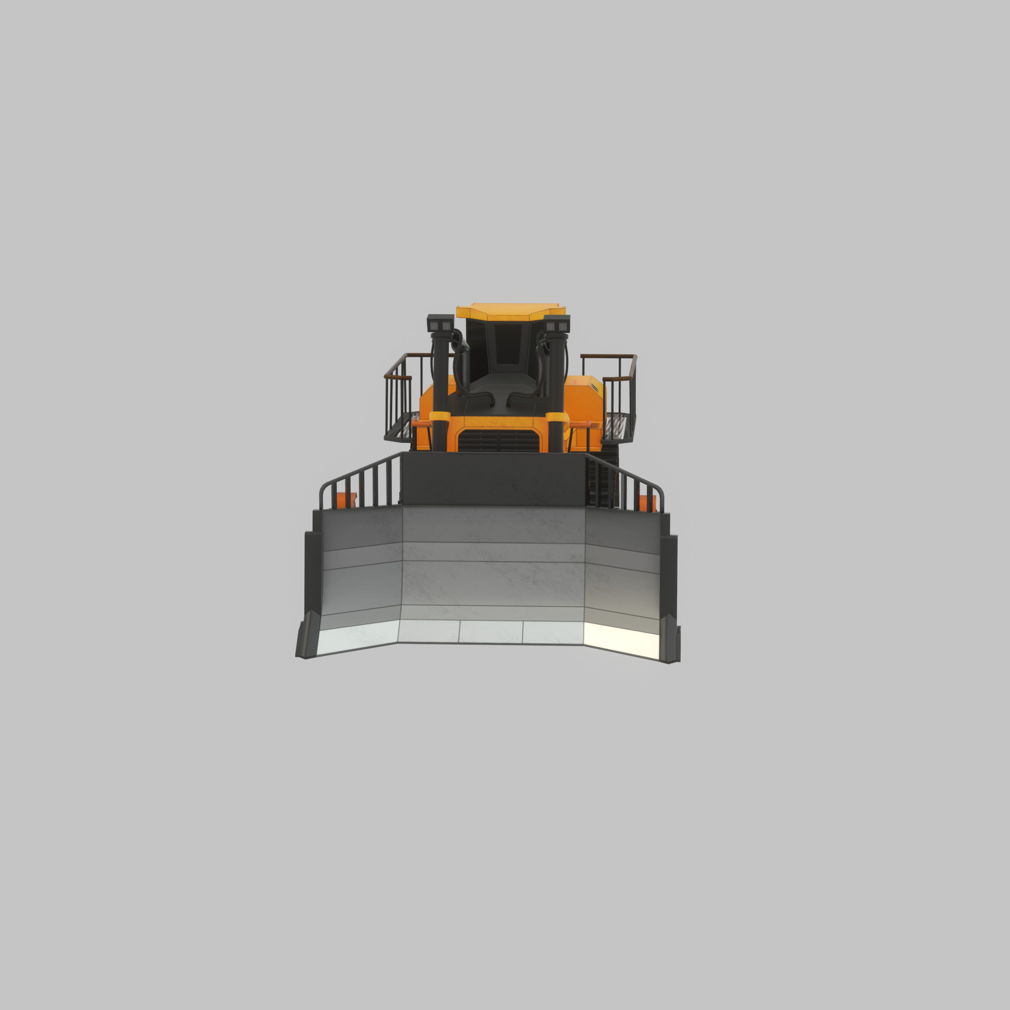 Hydraulic bulldozer tracked construction site vehicle orange Low-poly 3D model_58