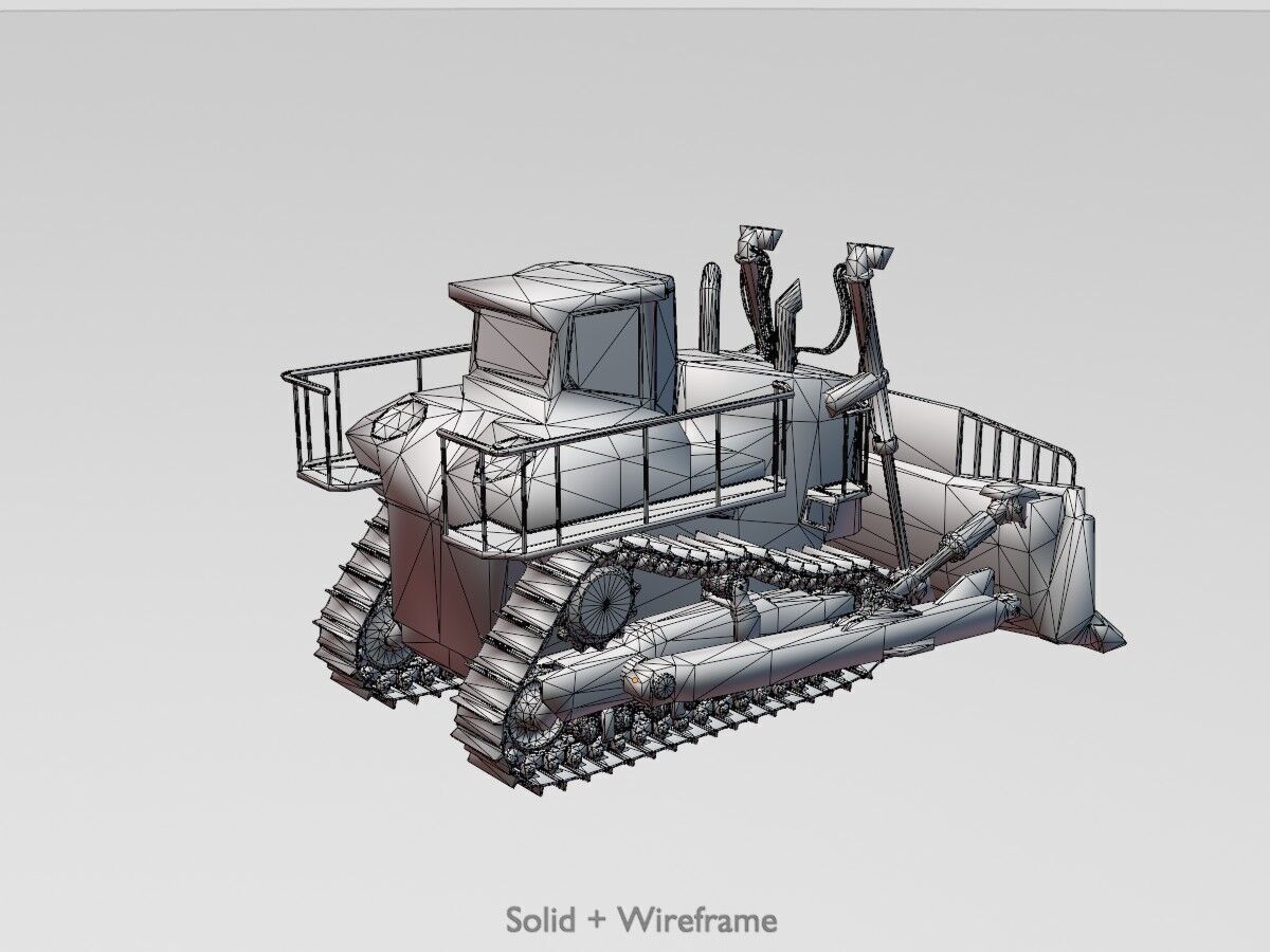 Hydraulic bulldozer tracked construction site vehicle orange Low-poly 3D model_14